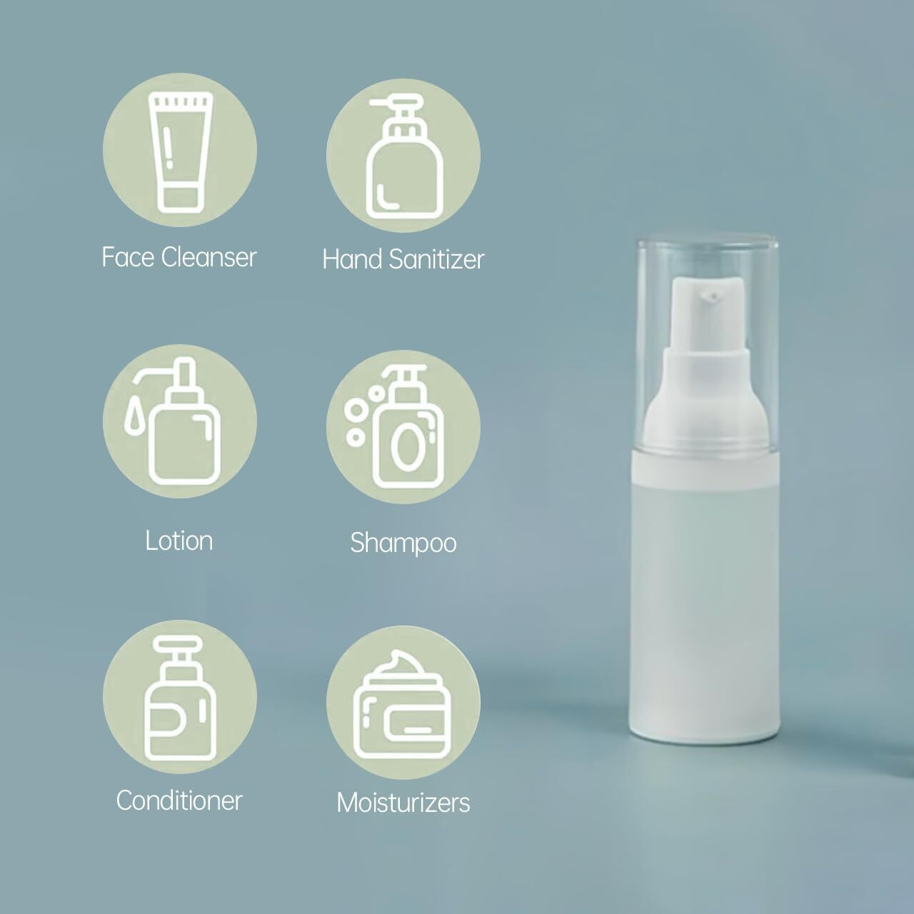 0.7Oz/20Ml Airless Pump Bottle,Tsa Approved Travel Bottles,Reusable Leak Proof Small Size Lotion Dispenser Matte White,For Toiletries Cosmetics Shampoo0.7Oz/20Ml-(Pack Of 4) & Lotion Bottle