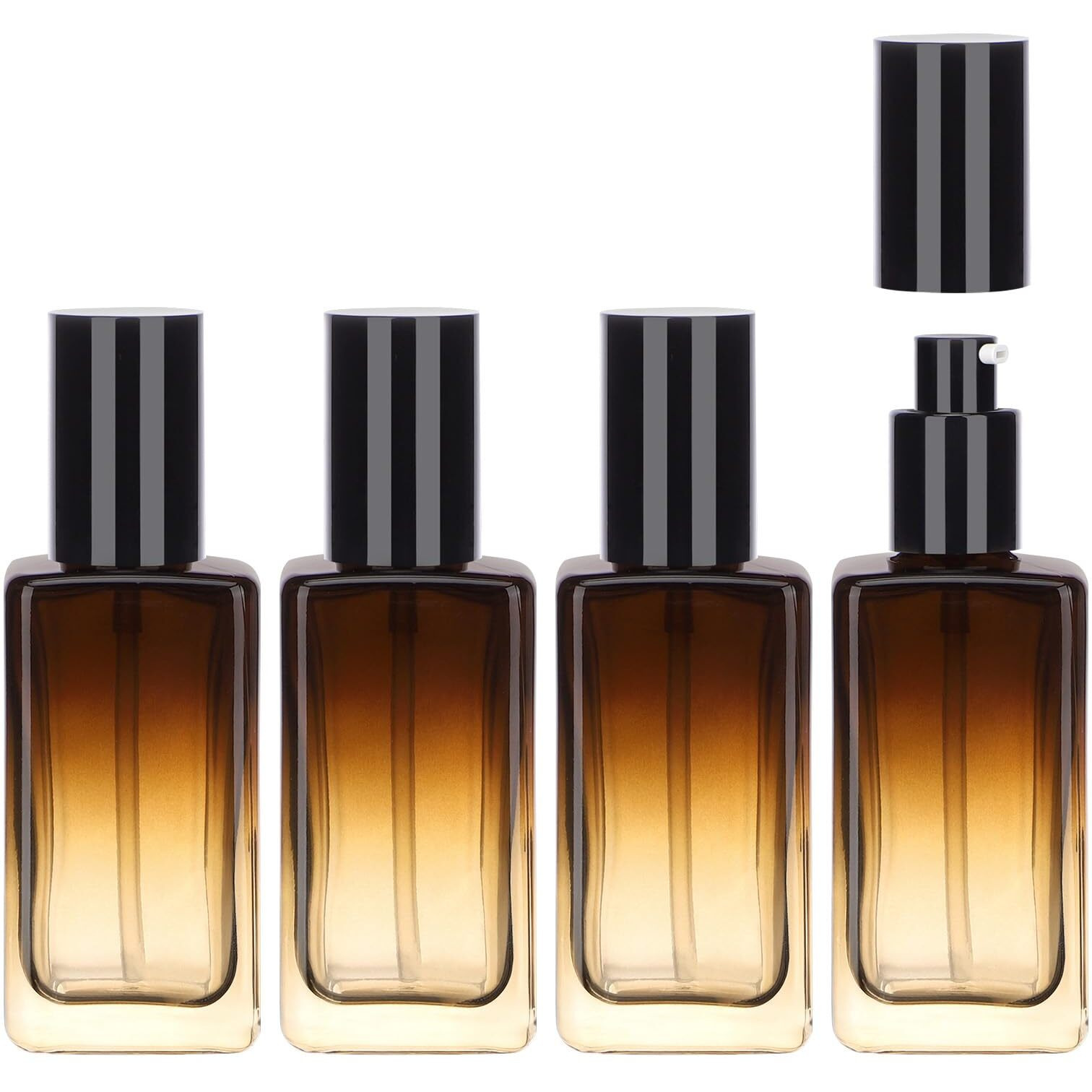 Segbeauty 3.38Oz Glass Lotion Dispenser With Pump, 4 Pack Gradient Brown Refillable Cosmetic Containers 100Ml Lotion Bottle Travel Size With Pump Empty Container Glass Travel Bottles For Toiletries