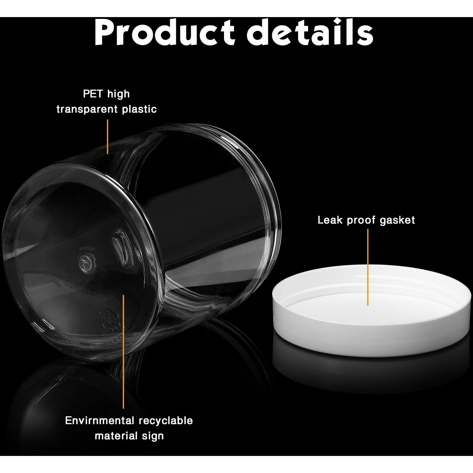 Satinior 12 Pack 16 Oz Plastic Container Jars With Lids Round Clear Travel Cosmetic Container Slime Jars For Toiletries, Lotion, Cream, Ointments, Makeup, Rhinestone, Samples, Kitchen Storage(White)