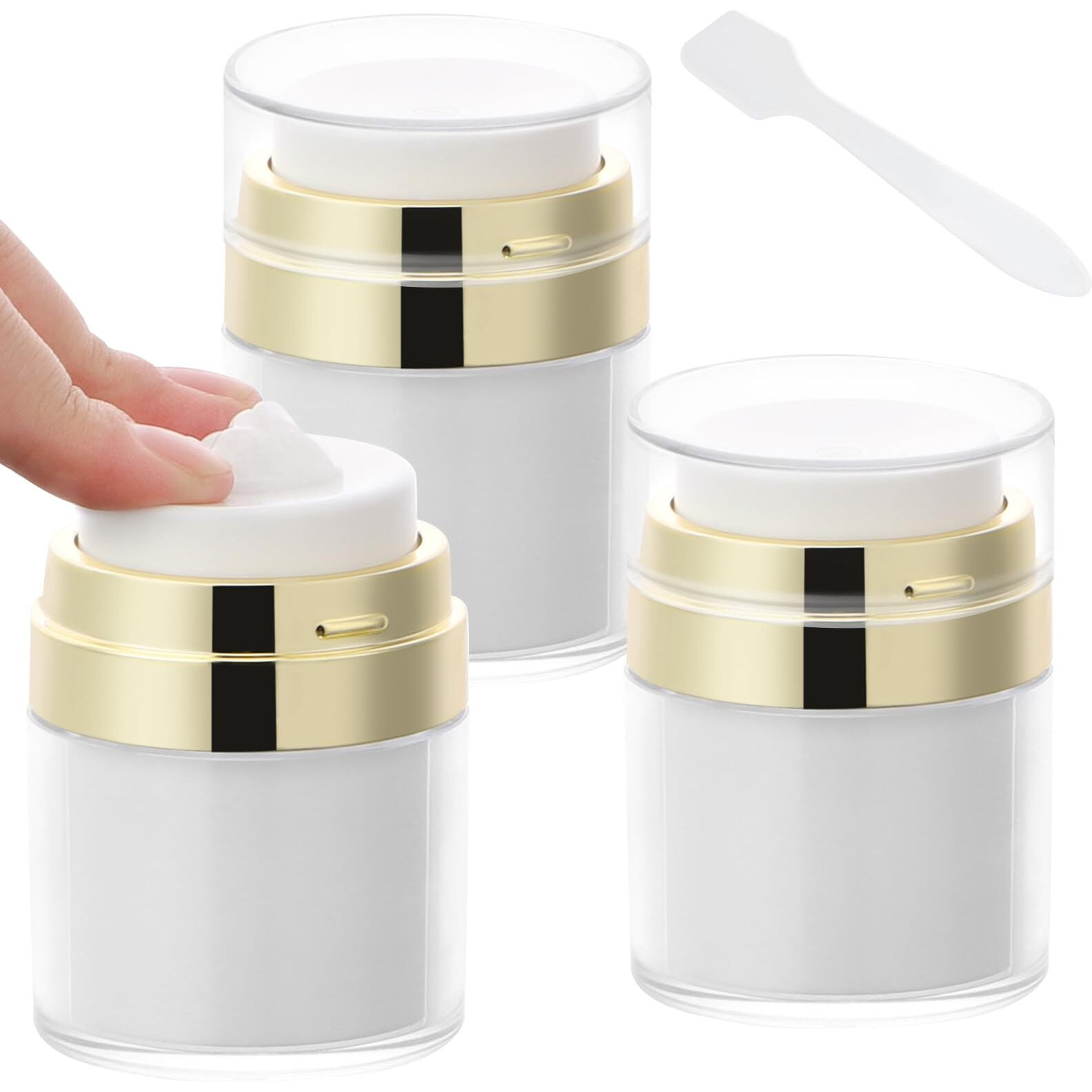 Segbeauty 1Oz Airless Bottles Travel, 30Ml Airless Pump Jars Refillable Travel Bottles Empty Makeup Containers Lotion Dispenser, Pack Of 3 Gold Vacuum Bottle For Lotion Moisturizer Creams