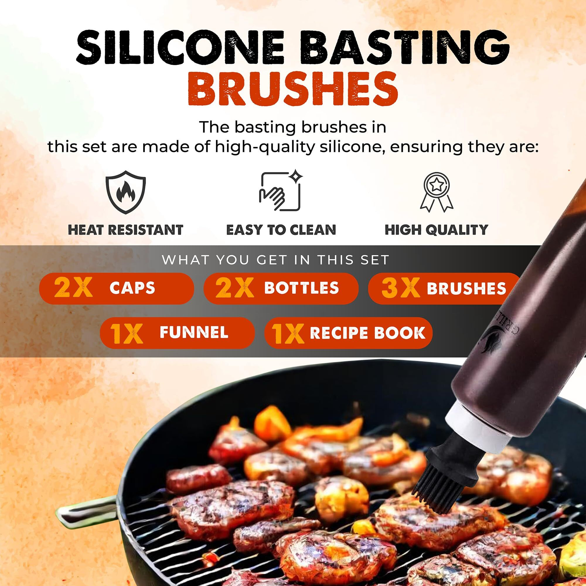 Bbq Brushes For Sauce - Silicone Basting Brush Dispenser For Grilling, Roasting & Baking - Bbq Sauce Bottles For Cooking, Marinades And Oils - Grilling Accessories & Gifts For Men