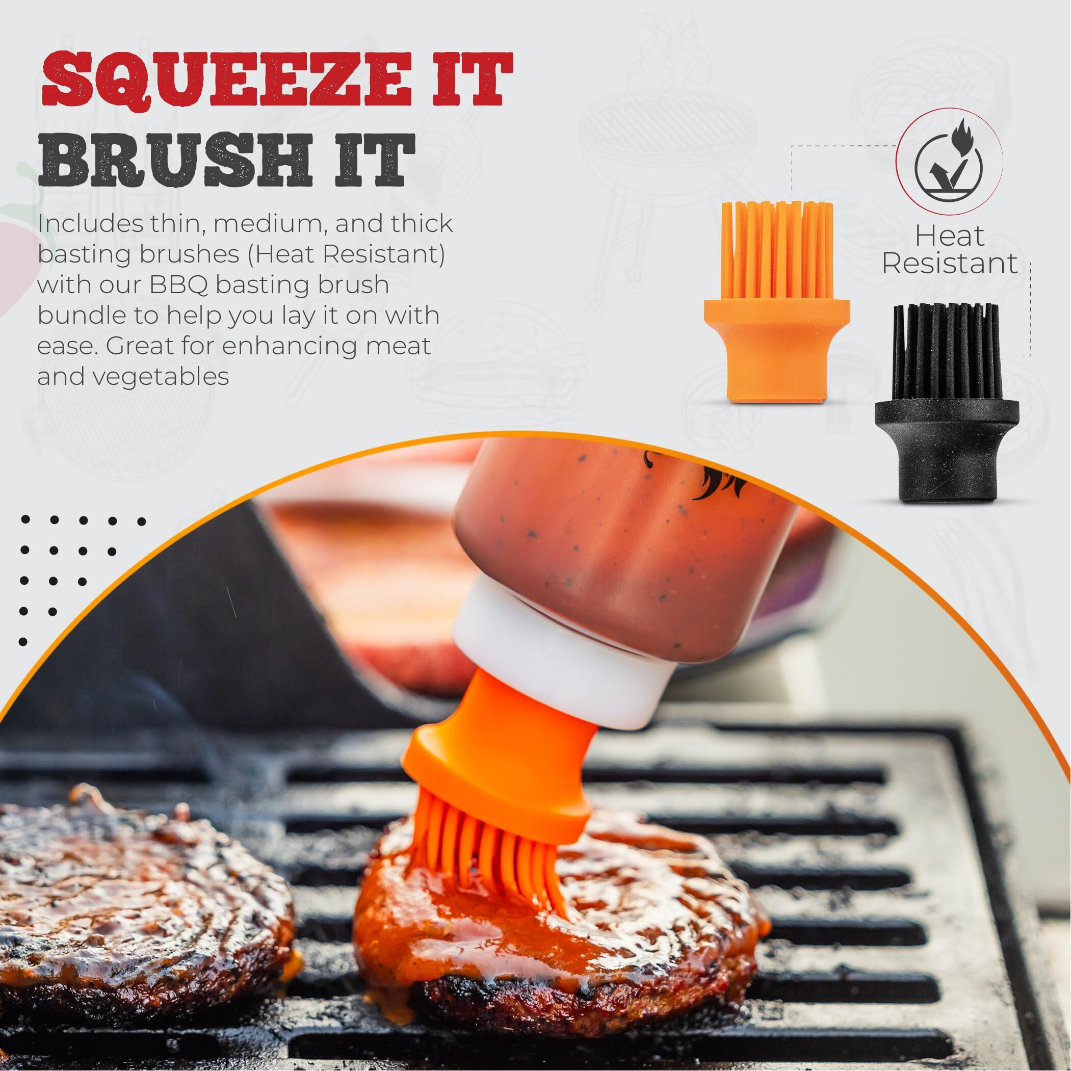 Bbq Brushes For Sauce - Silicone Basting Brush Dispenser For Grilling, Roasting & Baking - Bbq Sauce Bottles For Cooking, Marinades And Oils - Grilling Accessories & Gifts For Men