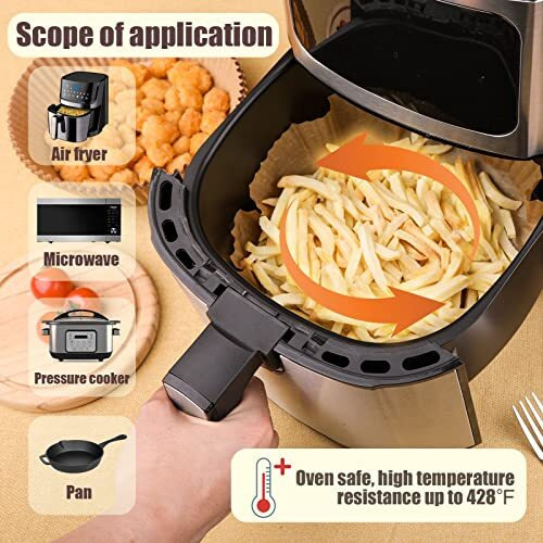 Golden Associate Disposable Paper Liner Round 250 Pcs For 4 To 8 Qt Air Fryer Baskets, Non-Stick Oil-Proof Parchment Liner Cooking Paper