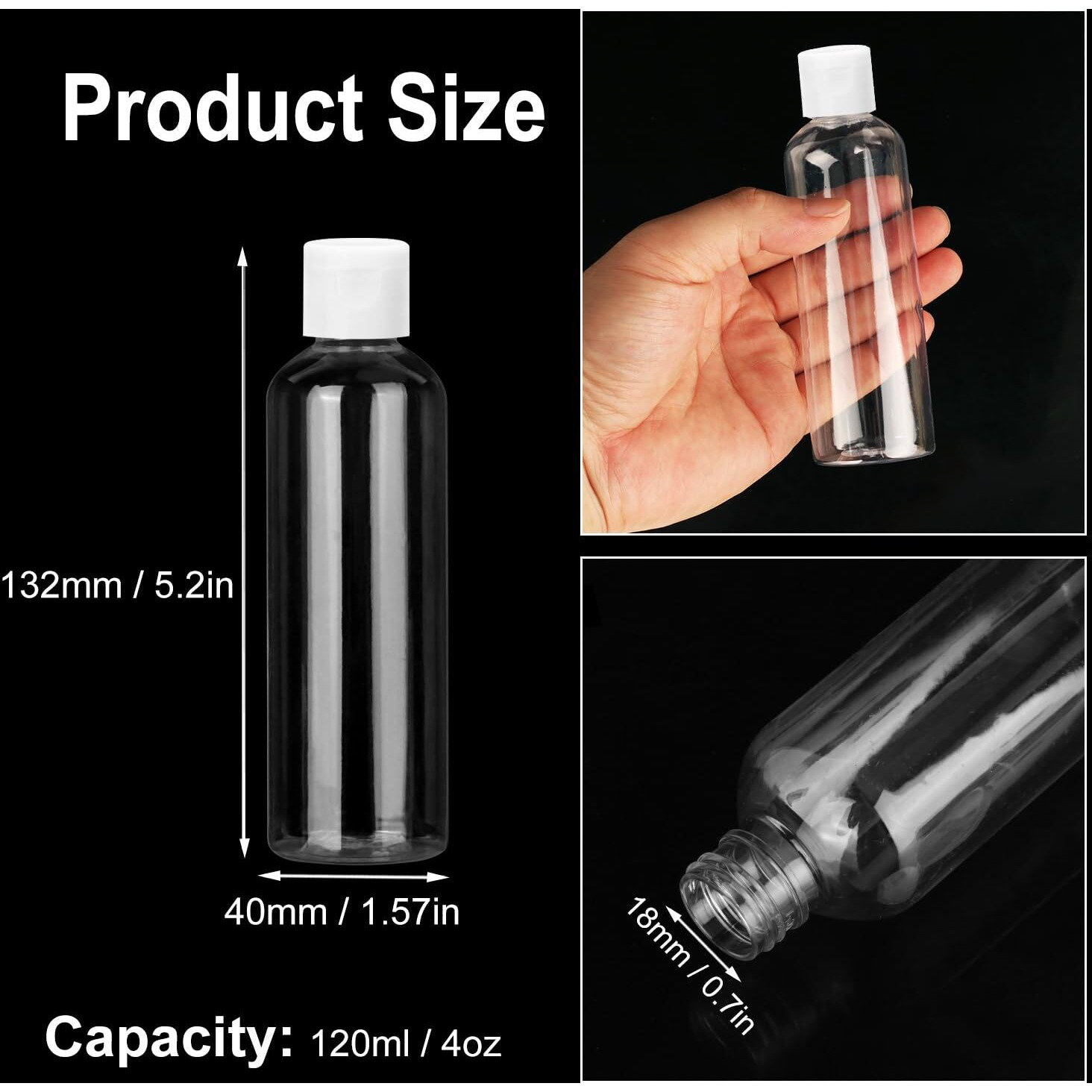 Kuklipjim 80 Pack 4 Oz Plastic Bottles With White Top Caps, Clear Empty Bottles, Cosmetic Containers For Lotion And Shampoo, Travel-Friendly Bottles, Bpa-Free For Liquids And Personal Care