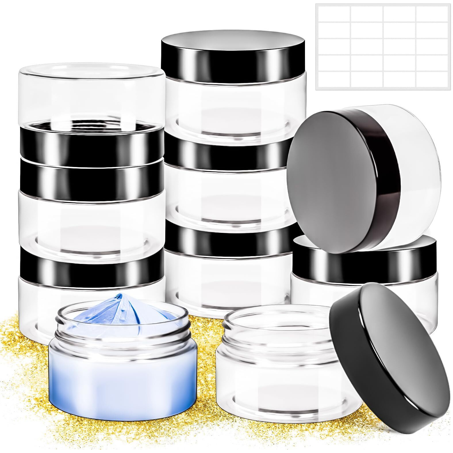 Motbach 10 Pack 4Oz Plastic Jars With Lids, 120Ml Round Clear Cosmetic Containers Makeup Jars,Travel Size Containers Jar For Lotion Cream Eyeshadow Sample Ointment Salve Balm Powder Travel Storage