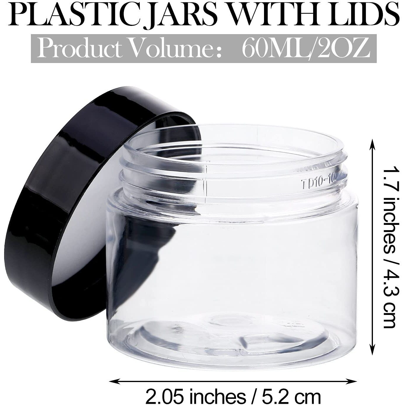 Patelai 16 Pack 2Oz Empty Slime Containers Jars With Lids Round Clear Plastic Jars Wide-Mouth Refillable Storage Organizers For Slime Making, Diy Crafts Cosmetic, Home And Kitchen Organizing(Black)