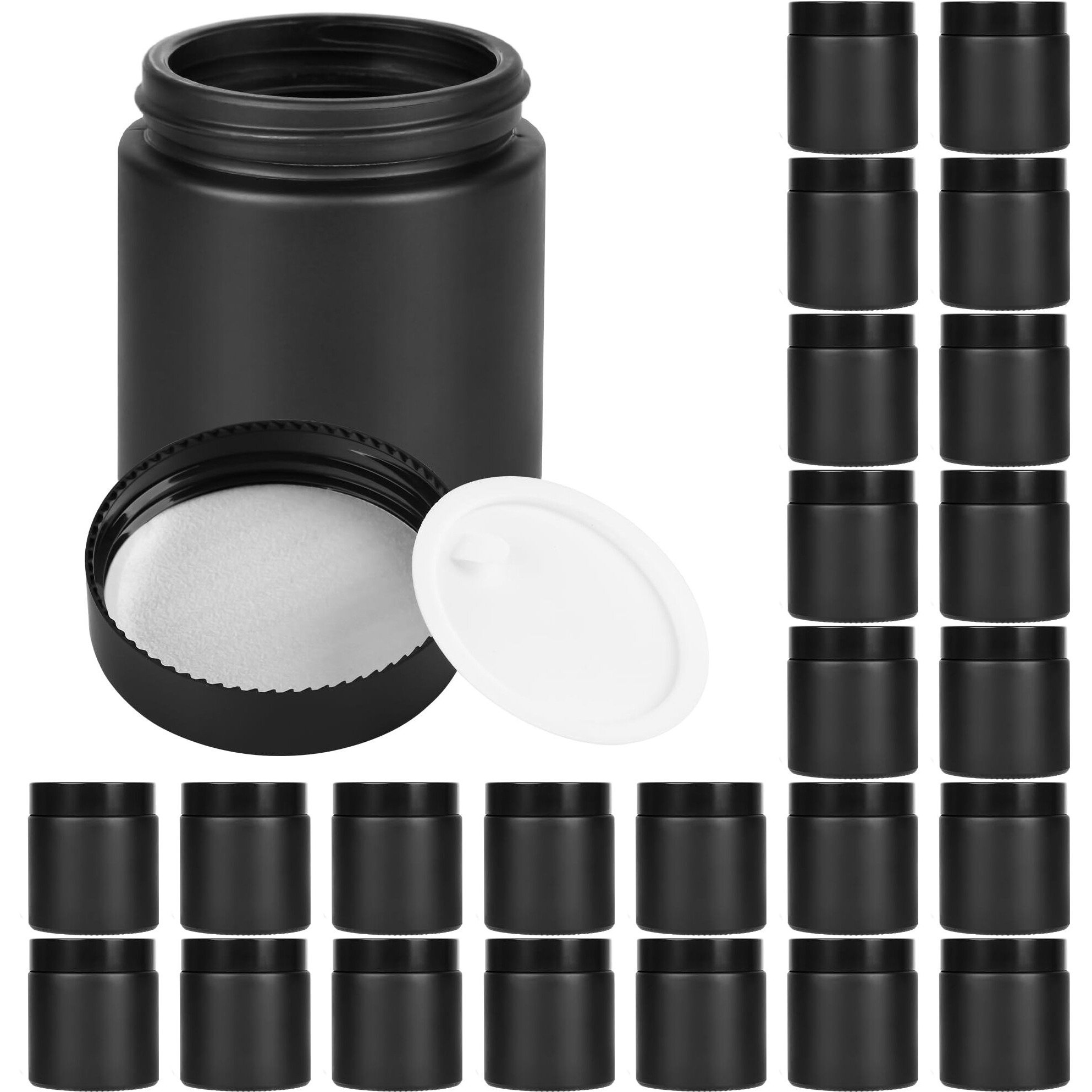 Glass Jars With Lids,Eco-Friendly Cosmetic Containers With Airtight Black Lids & Liners, Multi-Color Options For Cream, Lotion, Body Butter, Diy Skincare Travel Jars (Frosted Black, 4Oz)