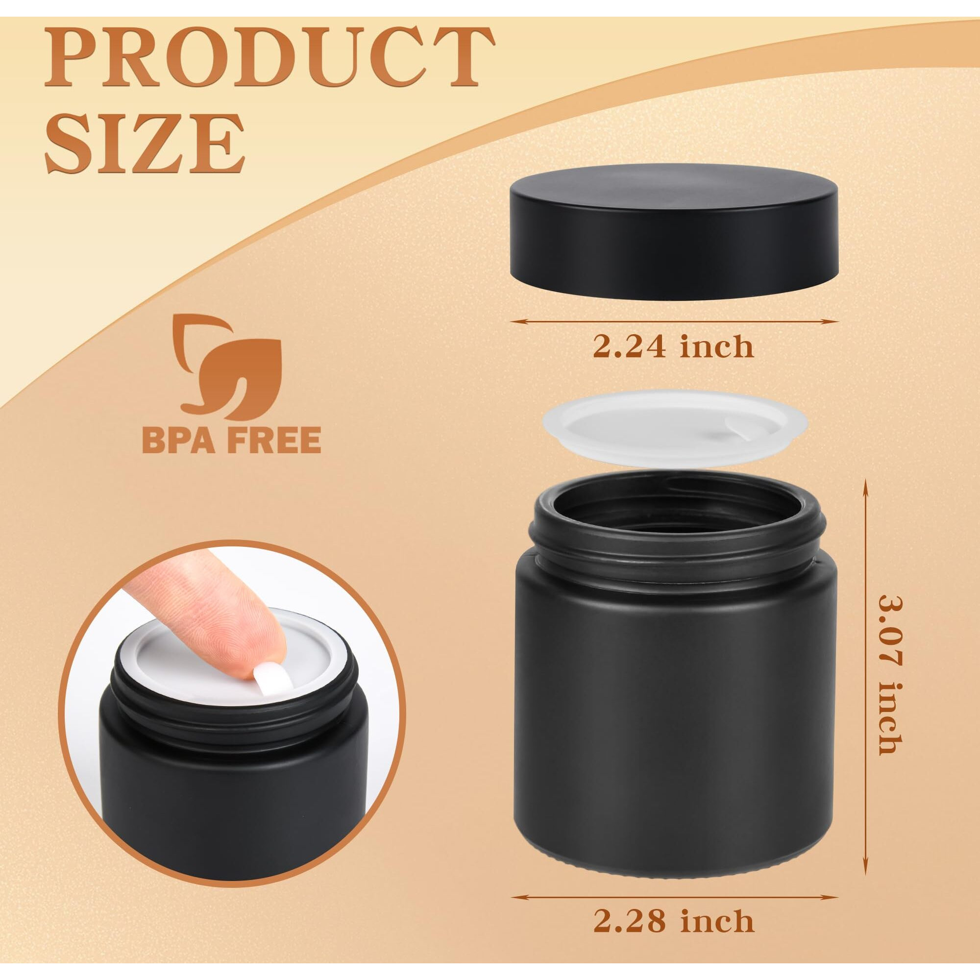 Glass Jars With Lids,Eco-Friendly Cosmetic Containers With Airtight Black Lids & Liners, Multi-Color Options For Cream, Lotion, Body Butter, Diy Skincare Travel Jars (Frosted Black, 4Oz)