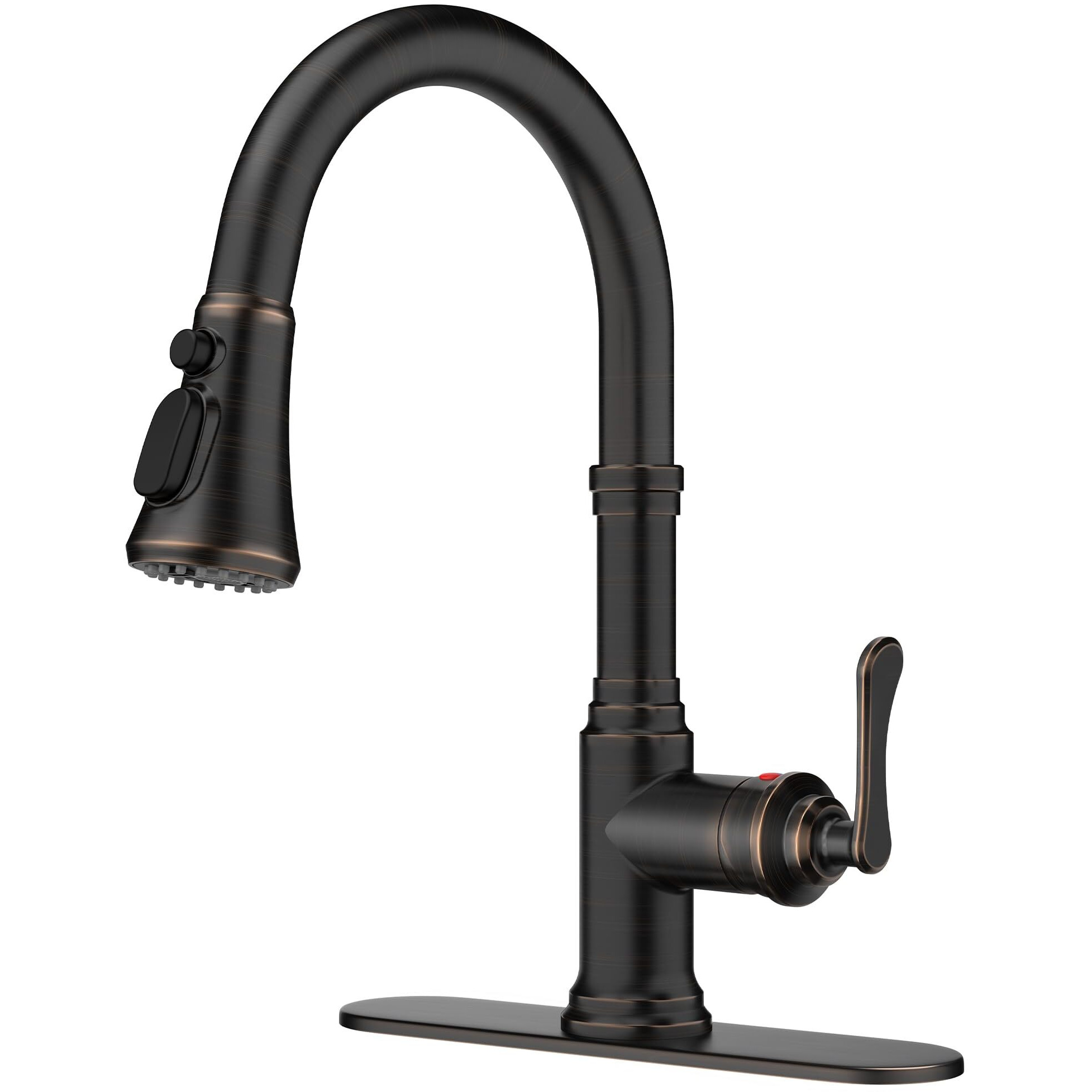 Forious Antique Kitchen Faucets With Pull Down Sprayer Oil Rubbed Brown, 3 In 1 Stainless Steel High Arc Single Handle Sink Faucet For Farmhouse Camper Rv Bar, Fit For 1 Or 3 Hole