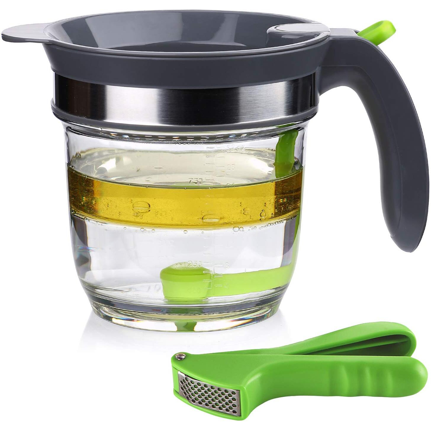 Ivyhome 4 Cups Plastic Fat Separator With Bottom Release, Gravy Grease Separator, Soup Oil Separator Measuring Cup