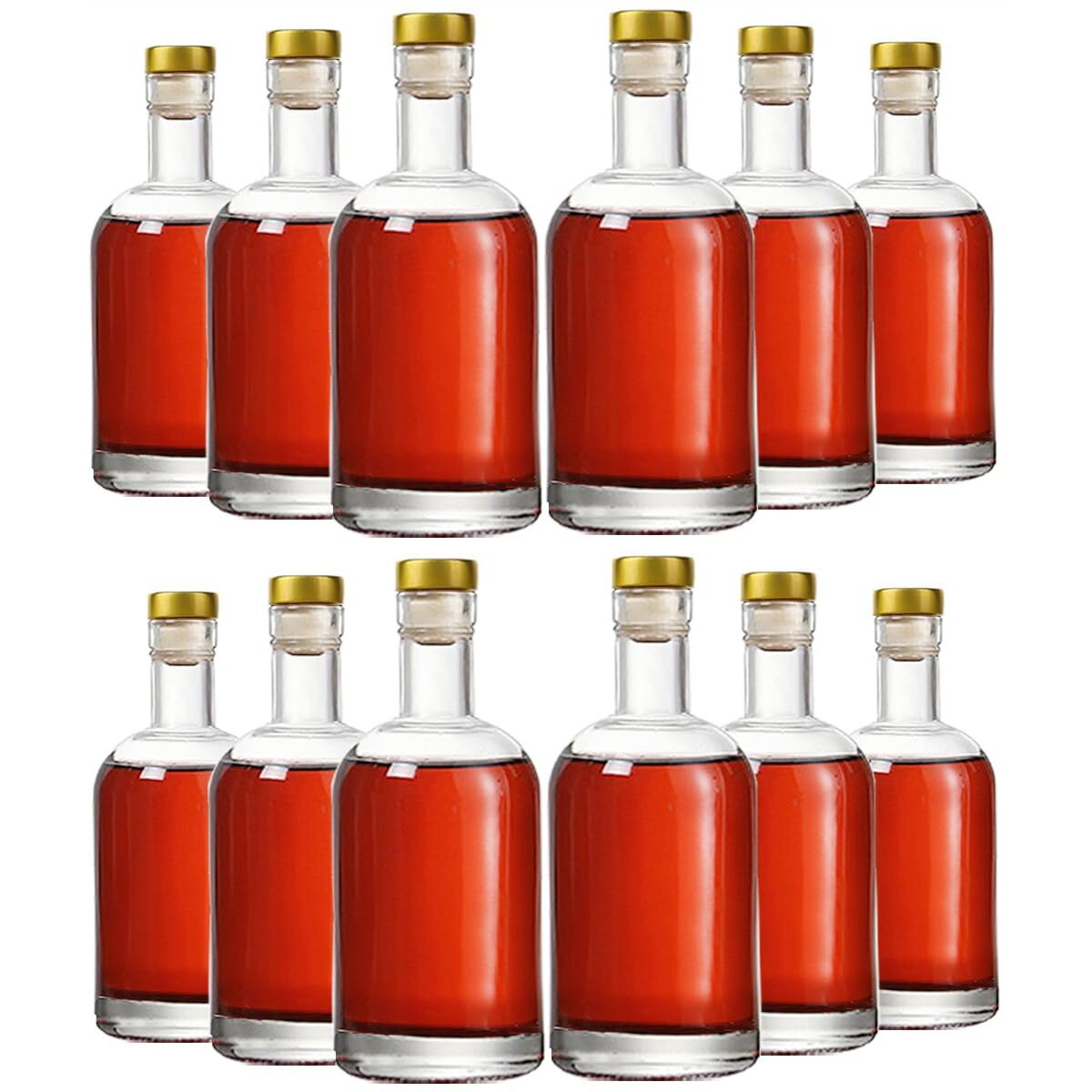 Kaachli Clear Glass Bottles 6 Oz - 200Ml [Pack Of 12] For Wine Beverages Drinks Oil Vinegar Kombucha Beer Water Soda With Cork Stopper Airtight Lid