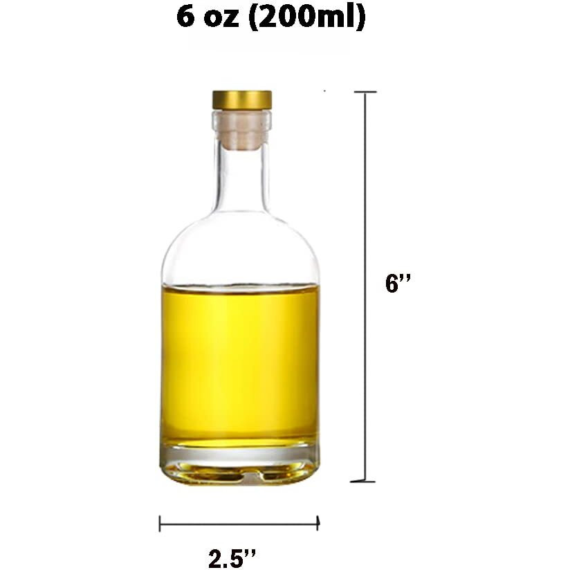 Kaachli Clear Glass Bottles 6 Oz - 200Ml [Pack Of 12] For Wine Beverages Drinks Oil Vinegar Kombucha Beer Water Soda With Cork Stopper Airtight Lid