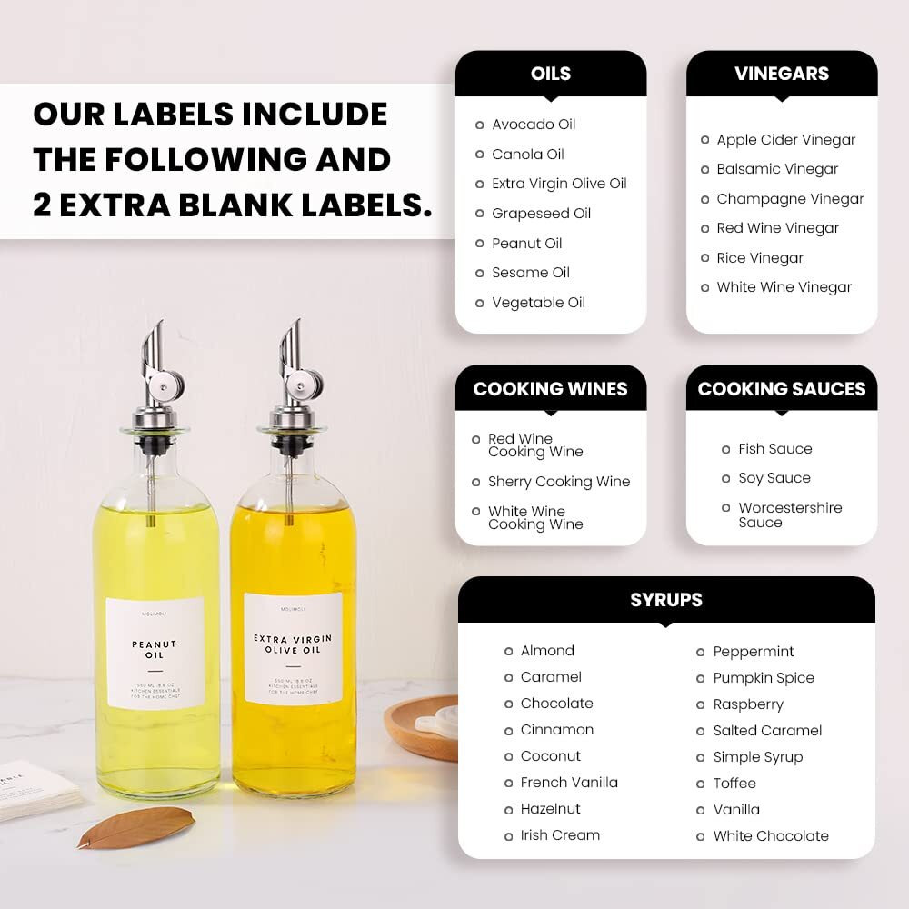 Molimoli Oil And Vinegar Dispenser With Metal Pour Spout, Weighted Pourer, Glass Bottle Dispenser For Kitchen, Olive Oil Cruet, Glass Olive Oil Bottle | 500Ml, Set Of 2