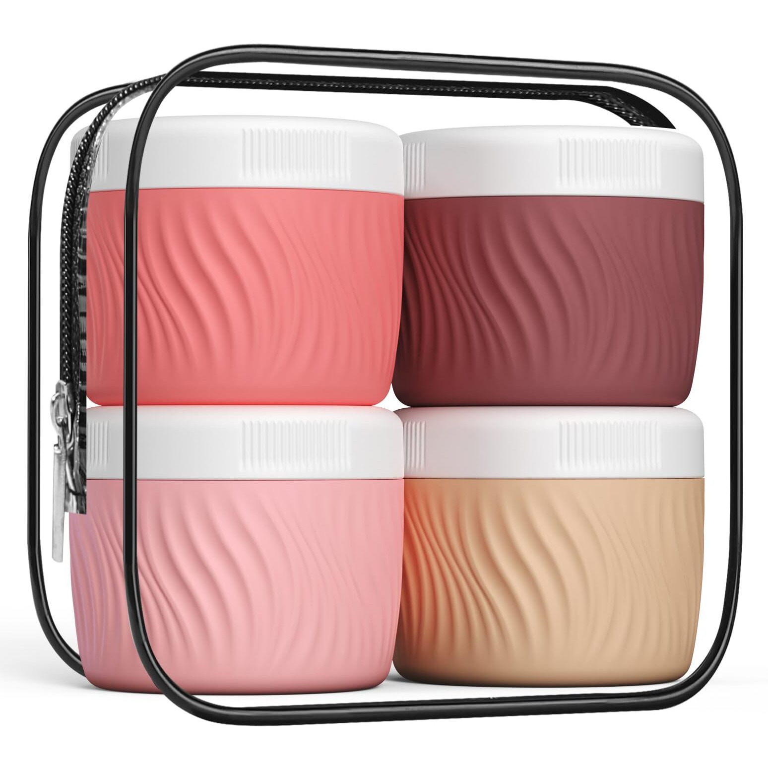 Kuangre Travel Containers For Toiletries, Silicone Cream Jars Bpa-Free, Tsa Approved 3Oz Travel Size Containers, Leak-Proof Portable Size Silicone Jars With Lid For Face Hand Body Cream (4 Pack)