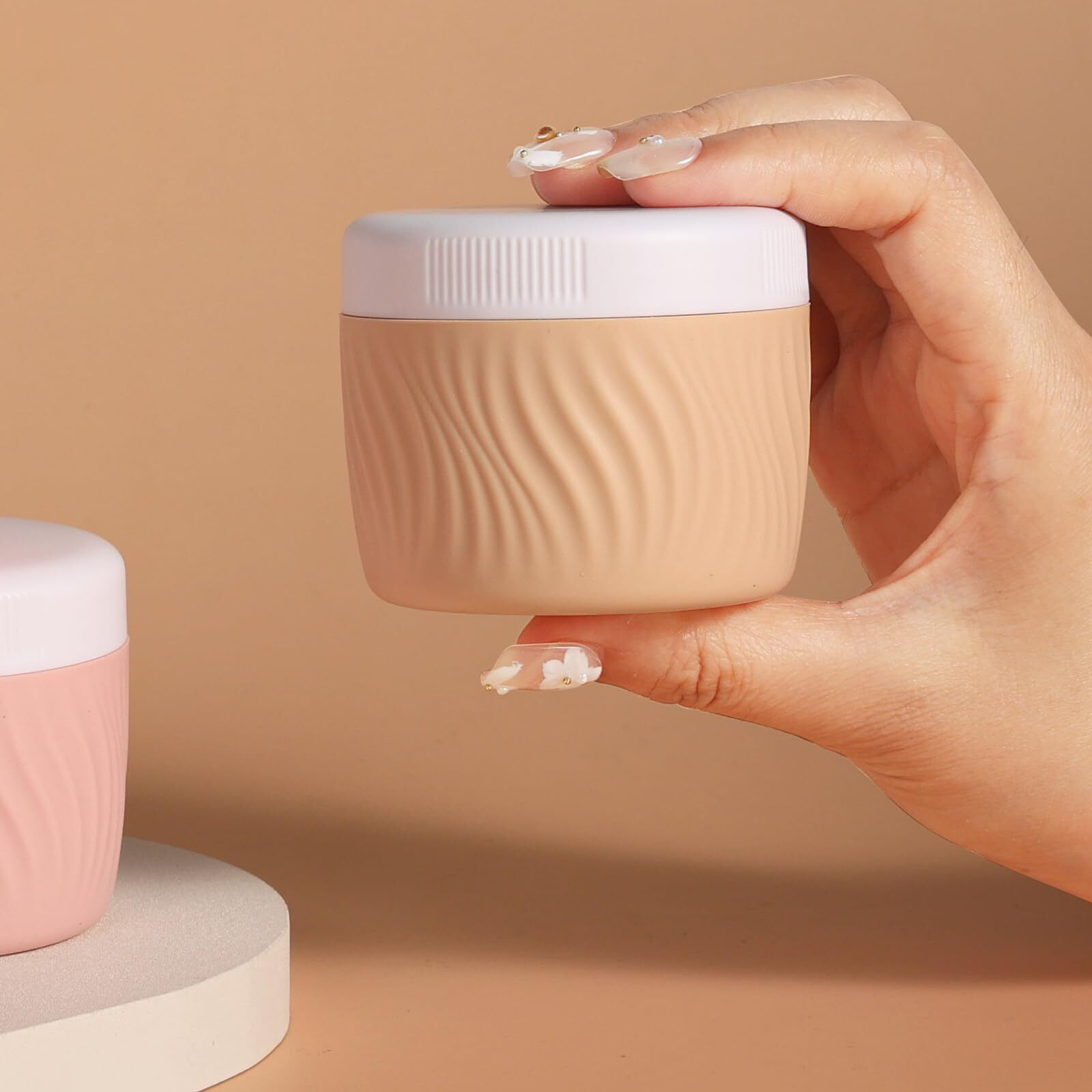 Kuangre Travel Containers For Toiletries, Silicone Cream Jars Bpa-Free, Tsa Approved 3Oz Travel Size Containers, Leak-Proof Portable Size Silicone Jars With Lid For Face Hand Body Cream (4 Pack)