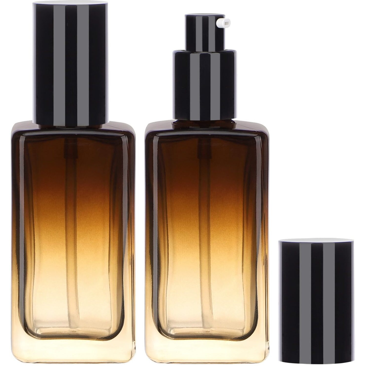 Segbeauty 2 Pack 100Ml Empty Refillable Glass Bottles, 3.38Oz Leakproof Pump Bottles Lotion Dispenser Bottle Travel Size Lotion Container For Essential Oil Blends Cream Gradient Brown