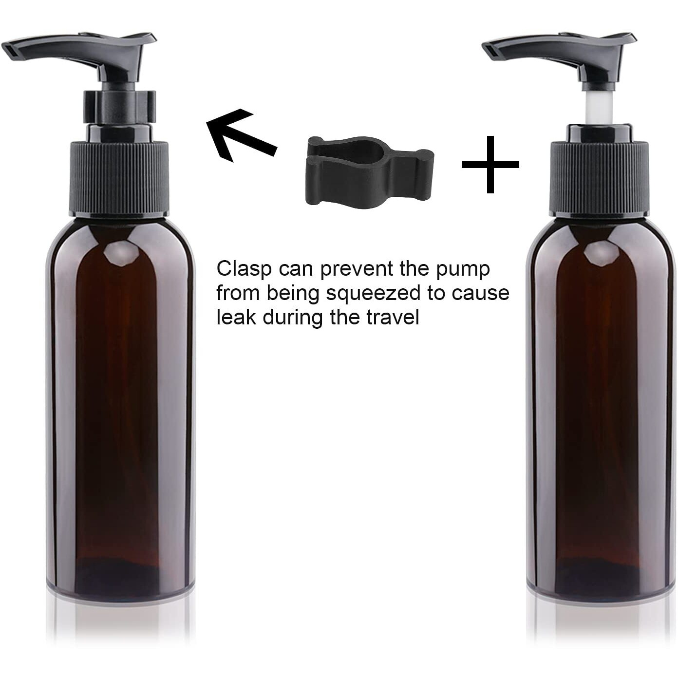5 Pack Travel Bottles Pump Bottles Dispenser 3.4Oz/100Ml Plastic Lotion Pump Bottle Clear Travel Toiletry Bottles With Extra 1 Pump Leak Proof For Makeup Cosmetic Containers (Brown)