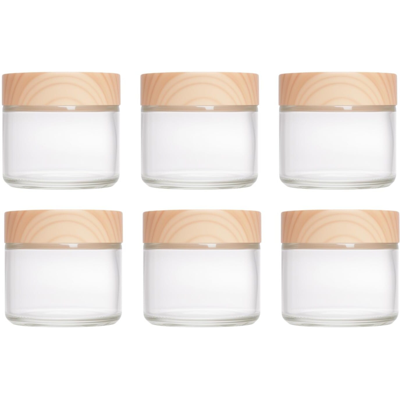 Miayon 6Pcs 2.12 Oz Small Travel Lotion Containers With Lids Glass Sample Empty Round Cosmetic Jar Bottles For Creams Makeup Lotion Toiletries Storage (White, 60 Gram)