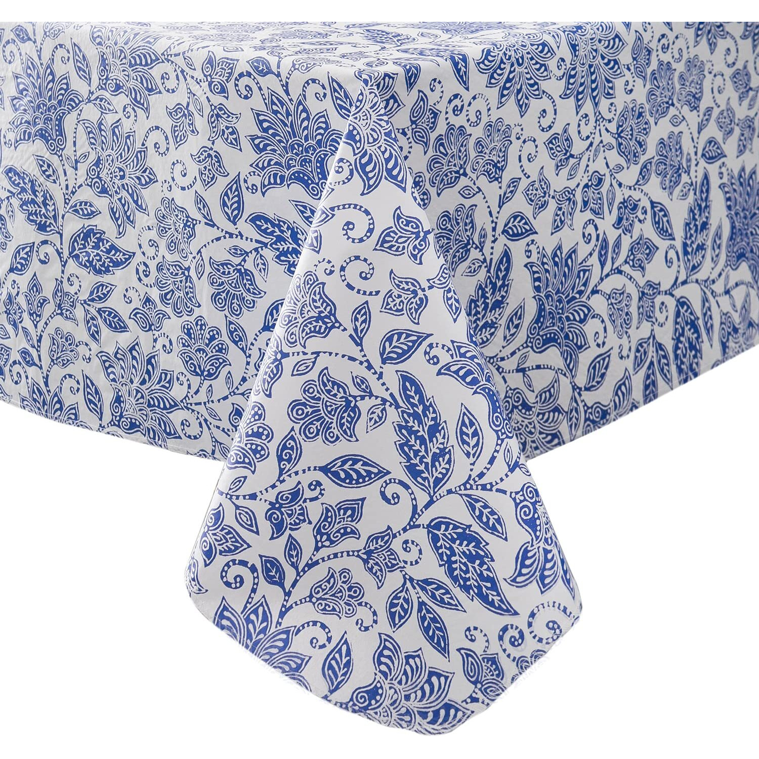 Vinyl Tablecloth With Flannel Backed Waterproof Oil-Proof Pvc Table Cloth Wipeable Spill-Proof Plastic Table Cover For Indoor And Outdoor(Flower, 60 X 102 Inch Rectangle)