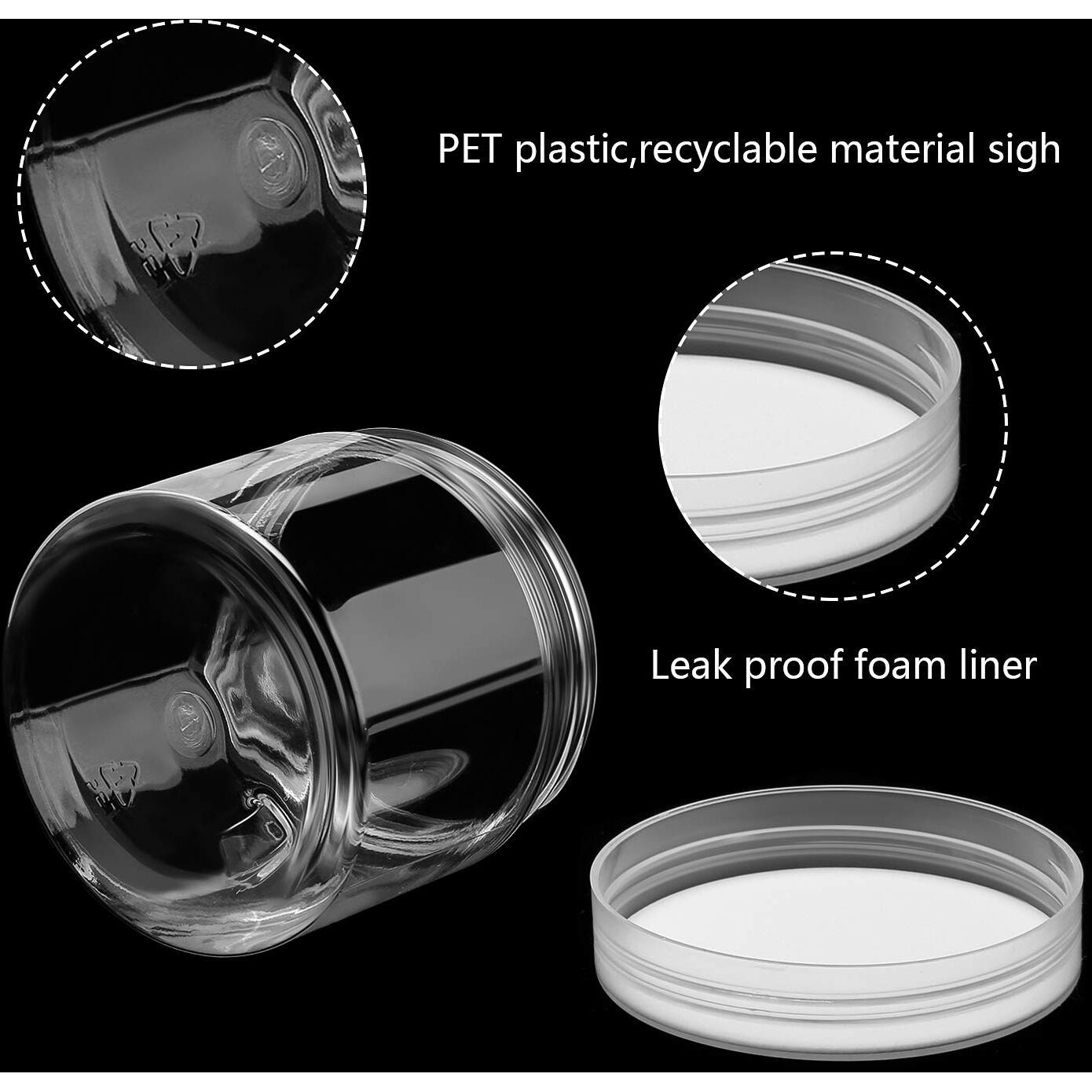 Satinior 12 Pack Plastic Container Jars With Lids Round Clear Travel Cosmetic Container Slime Jar For Toiletries, Lotion, Cream, Ointment, Makeup, Rhinestone, Sample, Kitchen Storage(2 Oz,Clear)