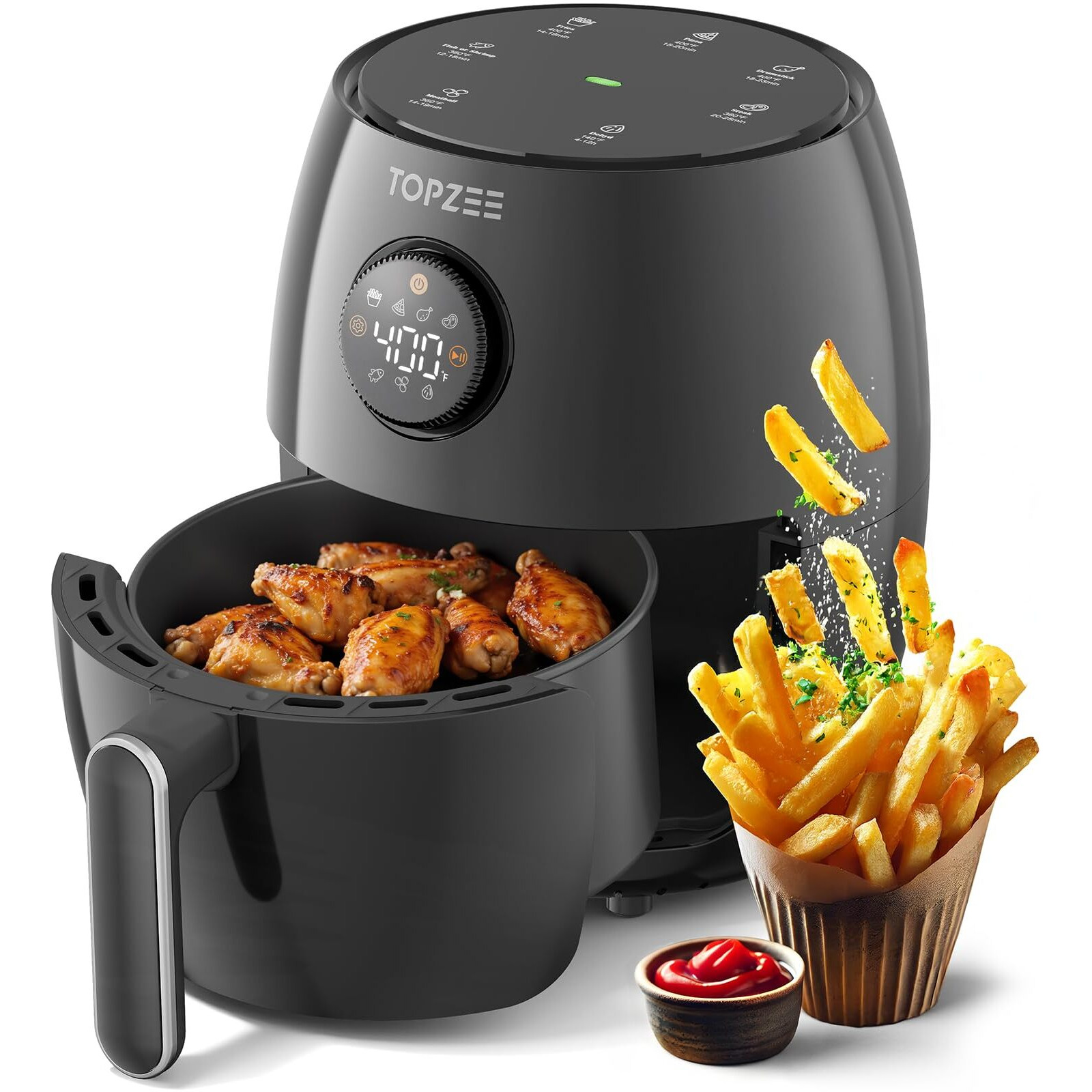 2.1Qt Small Air Fryer - Compact Digital Mini Airfryer With 7-In-1 Presets, 98% Less Oil, Adjustable Temperature & Timer, Shake Reminder, Nonstick, Bpa-Free, Dishwasher Safe, Fast & Crispy Cooking