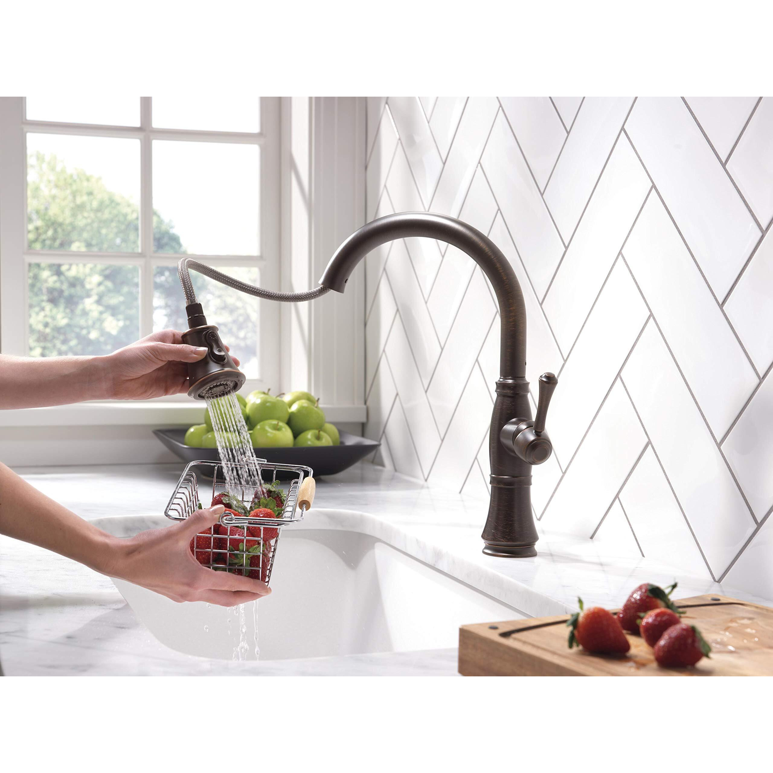 Delta Faucet Cassidy Oil Rubbed Bronze Deck Mount Kitchen Faucet With Pull Down Sprayer, 9197-Rb-Dst