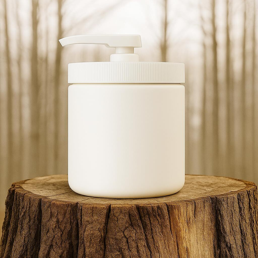 Royal Massage 16Oz Refillable Pump Jar With Locking Dip Tube Dispenser - Bpa-Free Plastic Container For Massage Oils, Lotions, Creams - Ribbed Lid Wide-Mouth Jar - Durable & Reusable (1, White/White)