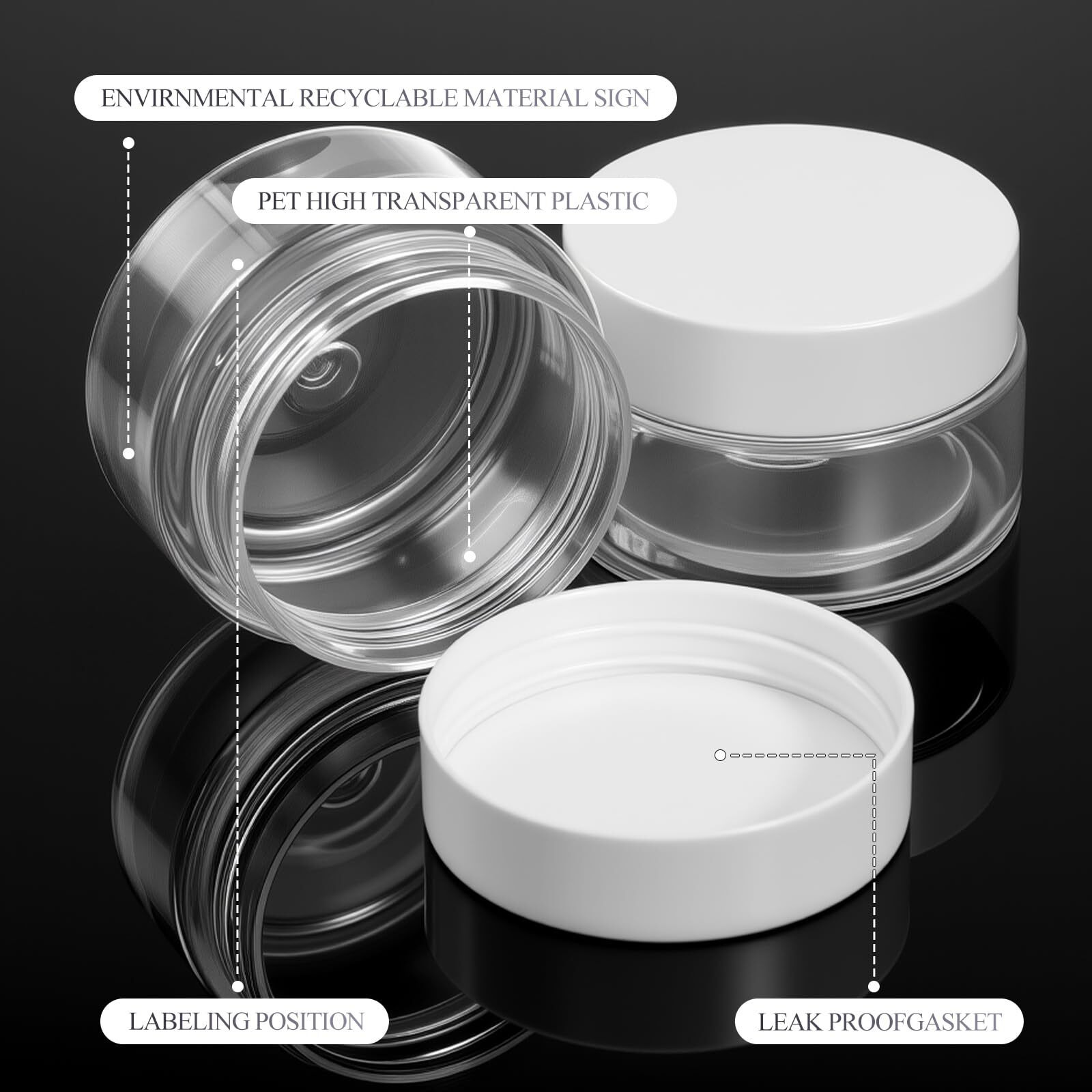 Patelai 60 Pcs 1 Oz Plastic Container Jars With Lids Round Clear Travel Cosmetic Container Jars For Toiletries, Lotion, Cream, Ointments, Makeup, Rhinestone, Samples, Kitchen Storage