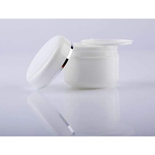 Ericotry 20Ml 0.67Oz White Silver Edge Empty Refillable Cosmetic Plastic Jars With Dome Lid Make Up Face Cream Lip Balm Lotion Storage Container Travel Case Bottle Pot Pack Of 6 (20Ml/0.67Oz)