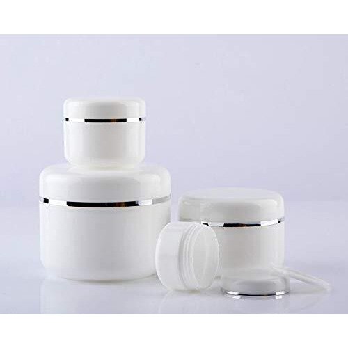 Ericotry 20Ml 0.67Oz White Silver Edge Empty Refillable Cosmetic Plastic Jars With Dome Lid Make Up Face Cream Lip Balm Lotion Storage Container Travel Case Bottle Pot Pack Of 6 (20Ml/0.67Oz)