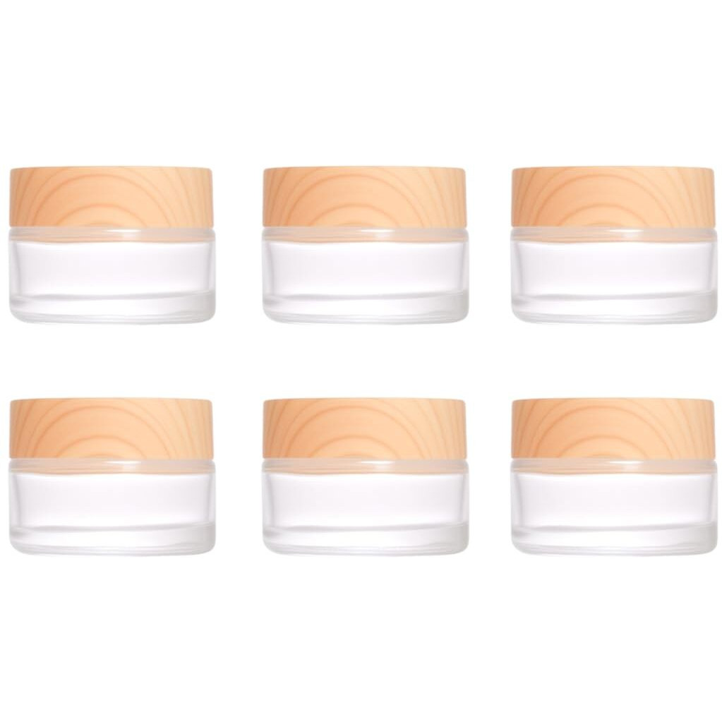 Miayon 6Pcs 0.71 Oz Small Travel Lotion Containers With Lids Glass Sample Empty Round Cosmetic Jar Bottles For Creams Makeup Lotion Toiletries Storage (White, 20 Gram)