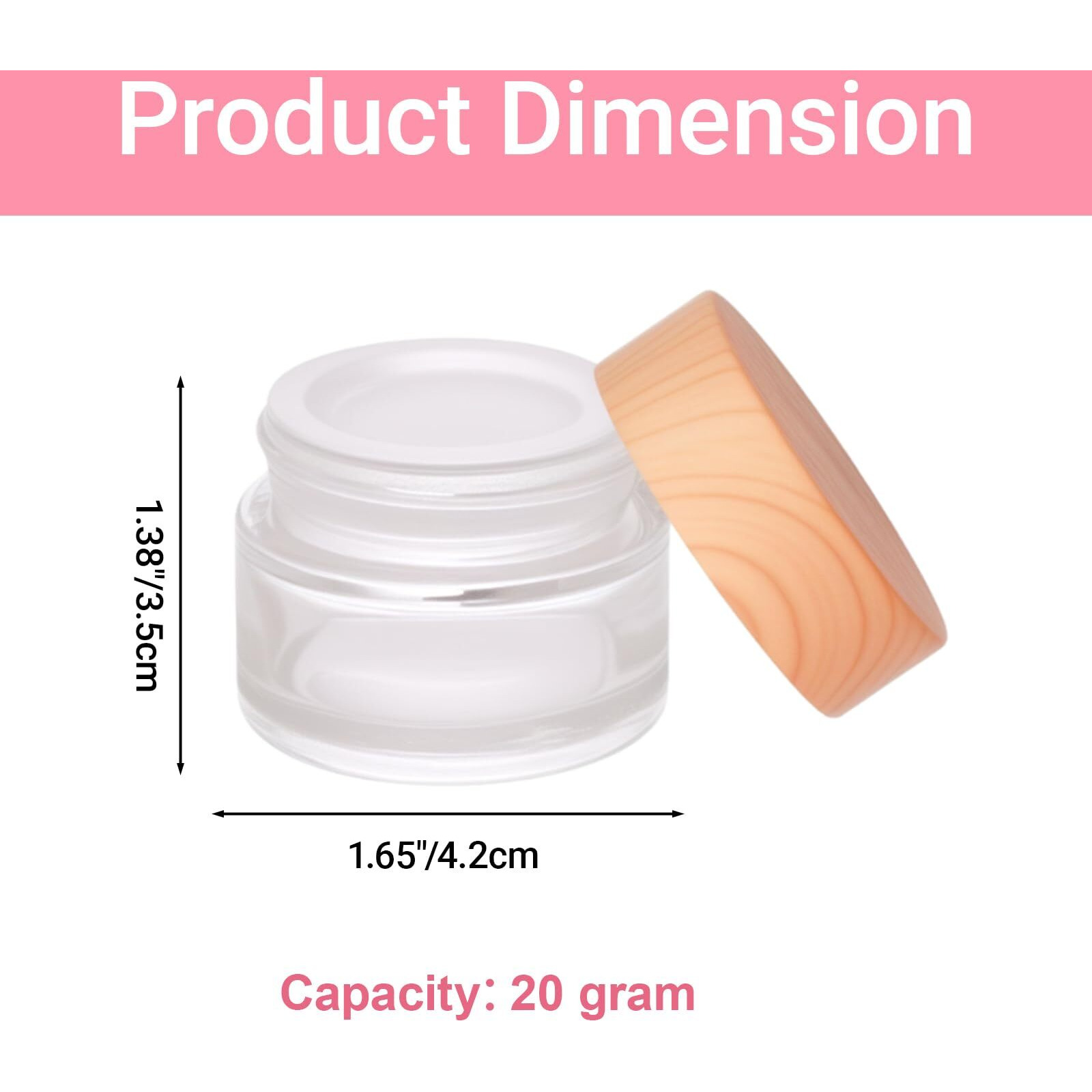 Miayon 6Pcs 0.71 Oz Small Travel Lotion Containers With Lids Glass Sample Empty Round Cosmetic Jar Bottles For Creams Makeup Lotion Toiletries Storage (White, 20 Gram)