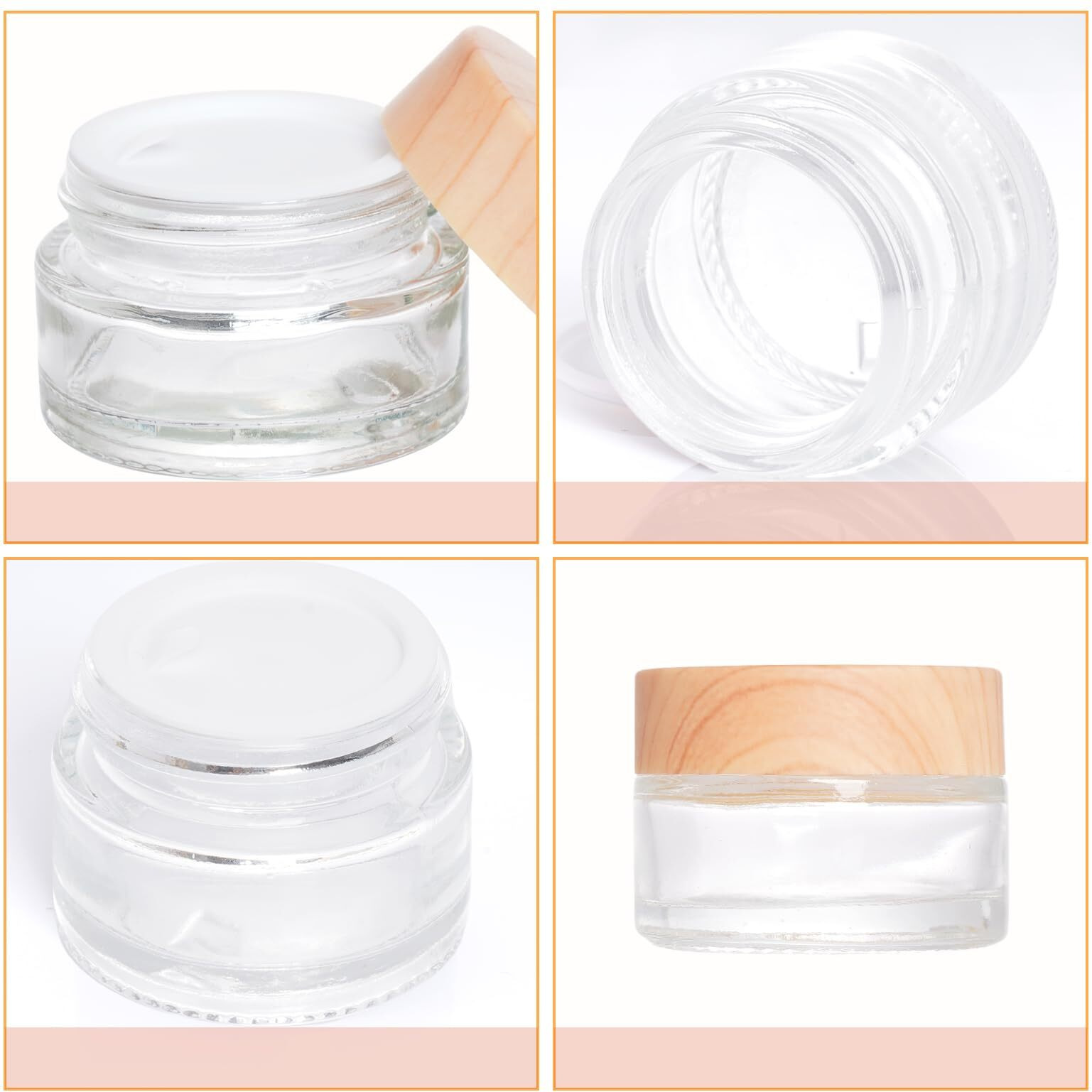 Miayon 6Pcs 0.71 Oz Small Travel Lotion Containers With Lids Glass Sample Empty Round Cosmetic Jar Bottles For Creams Makeup Lotion Toiletries Storage (White, 20 Gram)