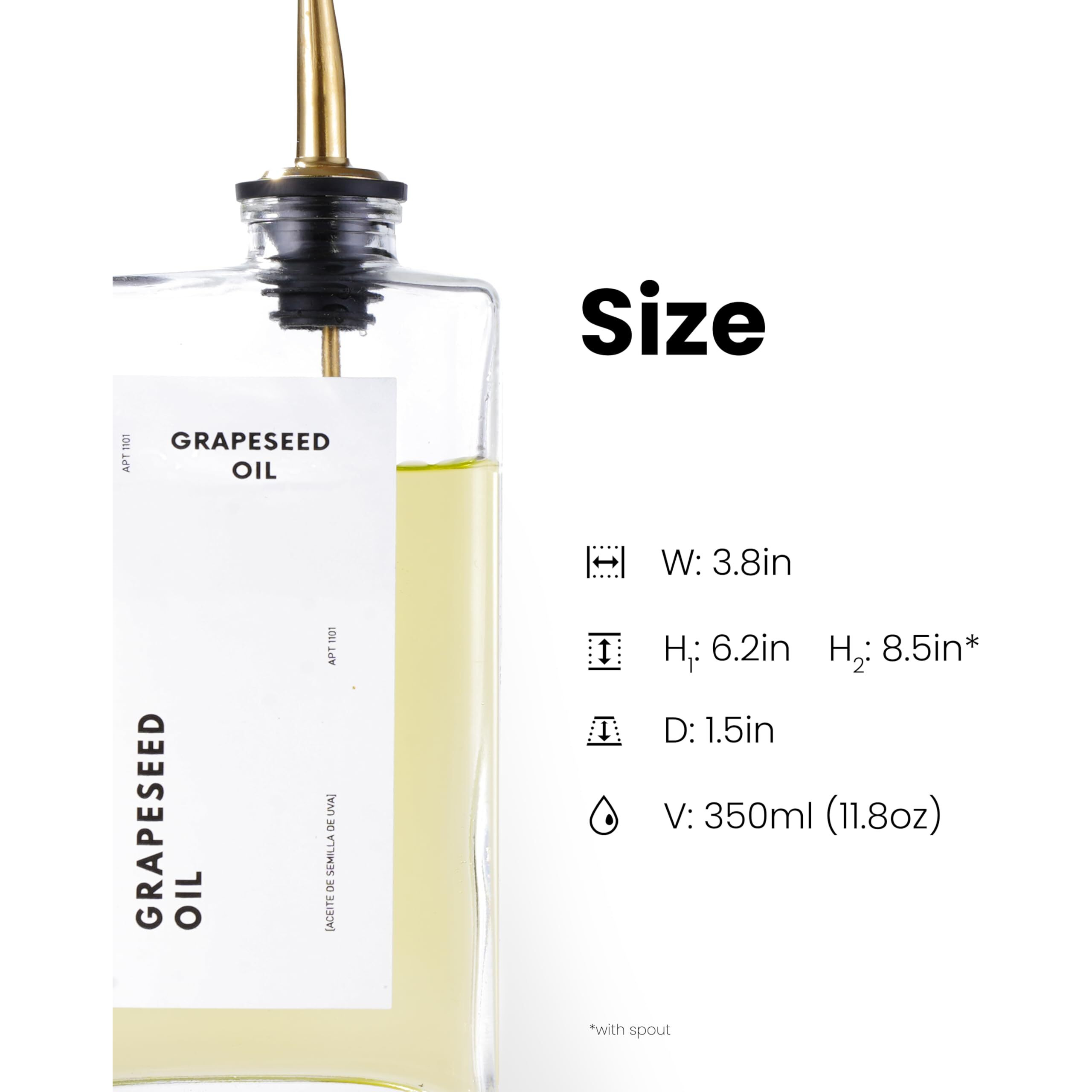 Apt 1101 Olive Oil Dispenser For Kitchen, Cooking Oil And Vinegar Dispenser Set, Olive Oil Bottle, Soy Sauce Dispenser, Coffee Syrup Bottles With Stainless Steel Pourers - 4 Pcs, Gold