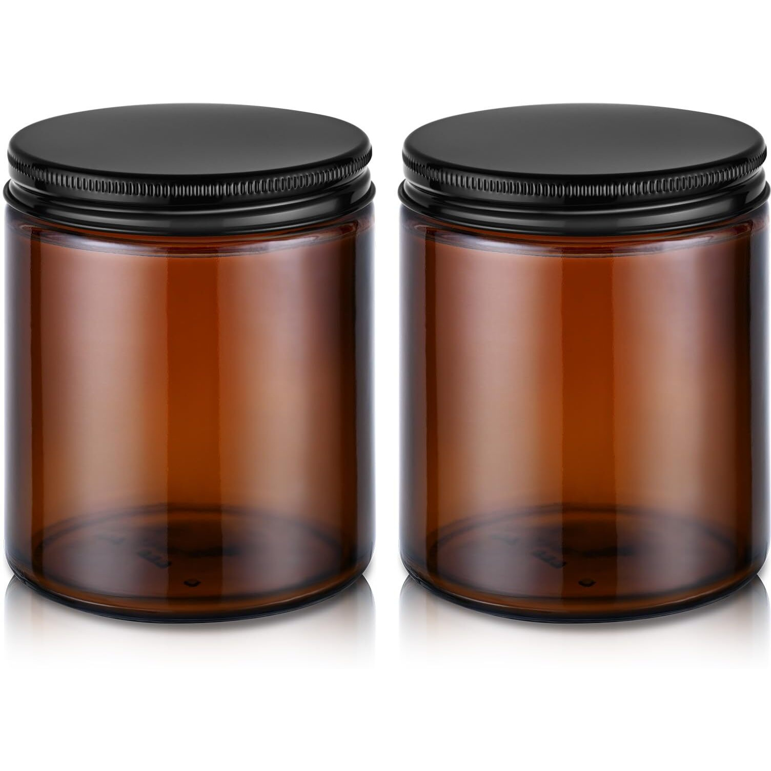 8Oz Glass Jars With Metal Lids, 2 Pack Candle Jars With Blank Labels, 250G Amber Wide Mouth | Cosmetic Containers For Sample, Cream, Lotion, Honey, Powder, Jelly | Kitchen & Home