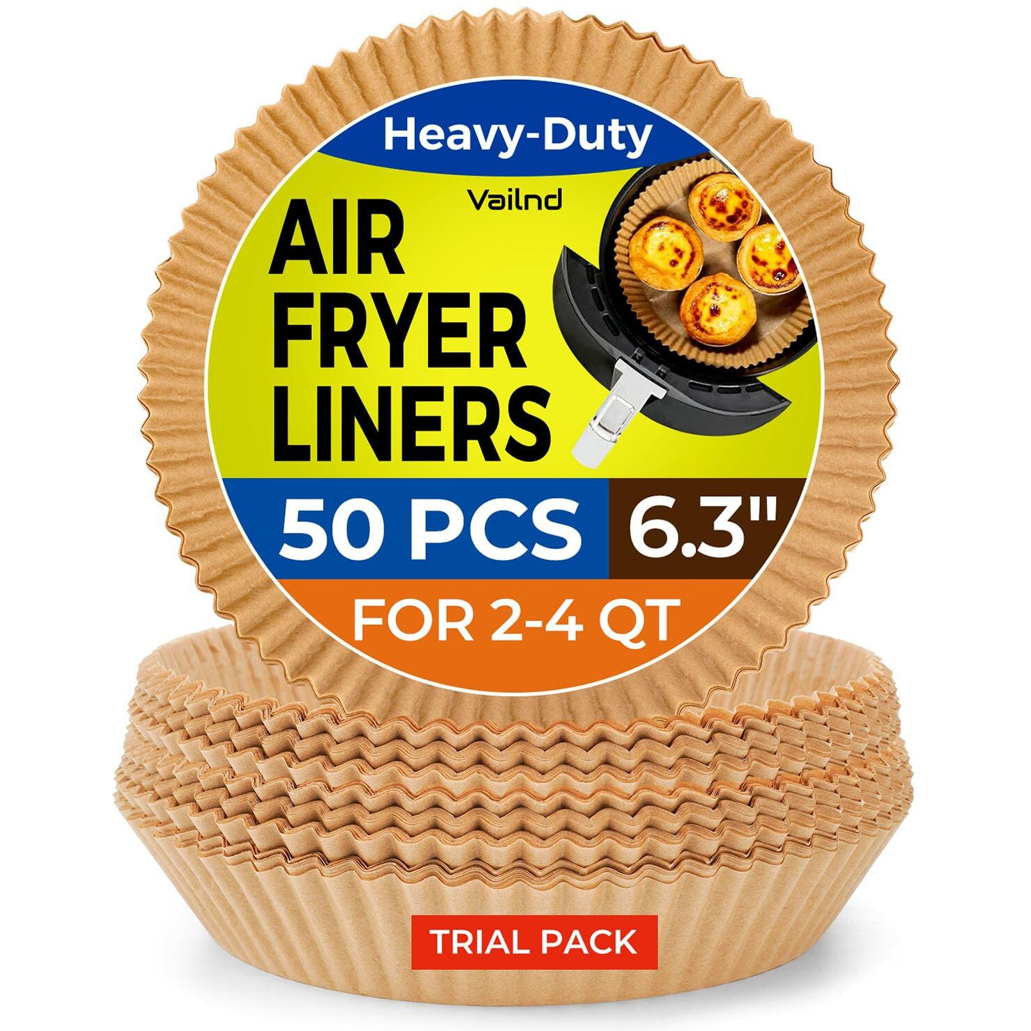 Air Fryer Liners For Najia, 50 Pcs Air Fryer Paper Liners Disposable - 6.3 Inch Round Parchment Sheets For 2-4 Qt Basket, Oil Proof Airfryer Paper Liner For Baking Cooking Food