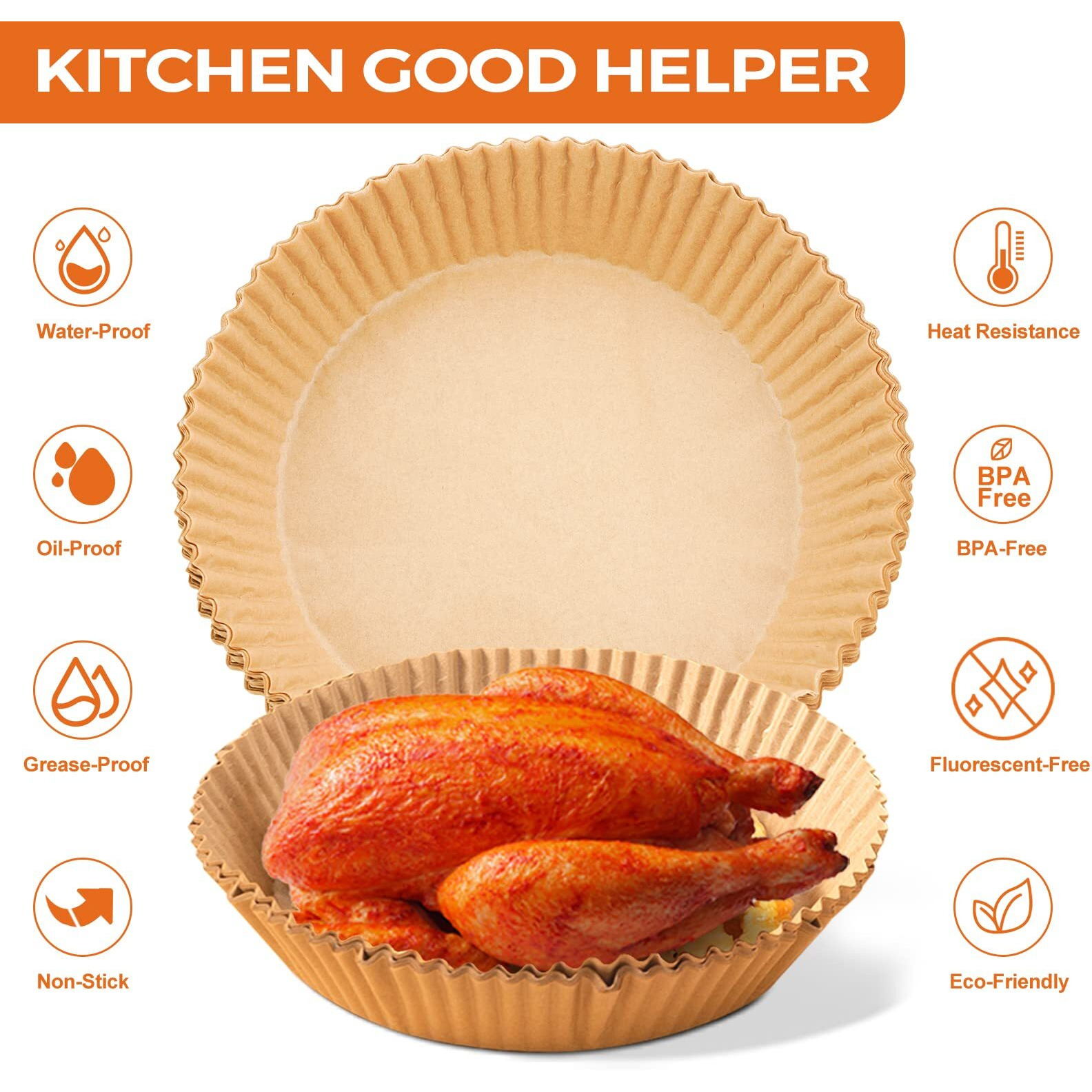 Air Fryer Liners For Najia, 50 Pcs Air Fryer Paper Liners Disposable - 6.3 Inch Round Parchment Sheets For 2-4 Qt Basket, Oil Proof Airfryer Paper Liner For Baking Cooking Food