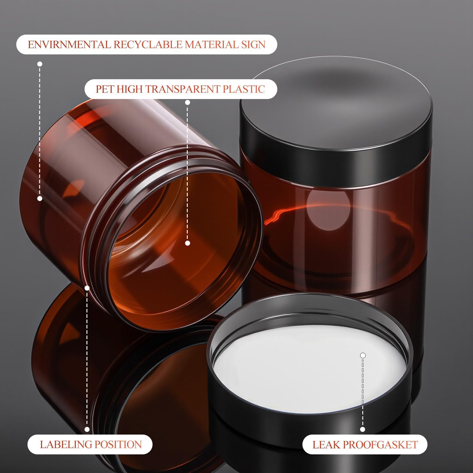 Patelai 60 Pcs Plastic Container Jars With Lids Round Clear Travel Cosmetic Container Jars For Toiletries, Lotion, Cream, Ointments, Makeup, Rhinestone, Samples, Kitchen Storage(Amber,6 Oz)
