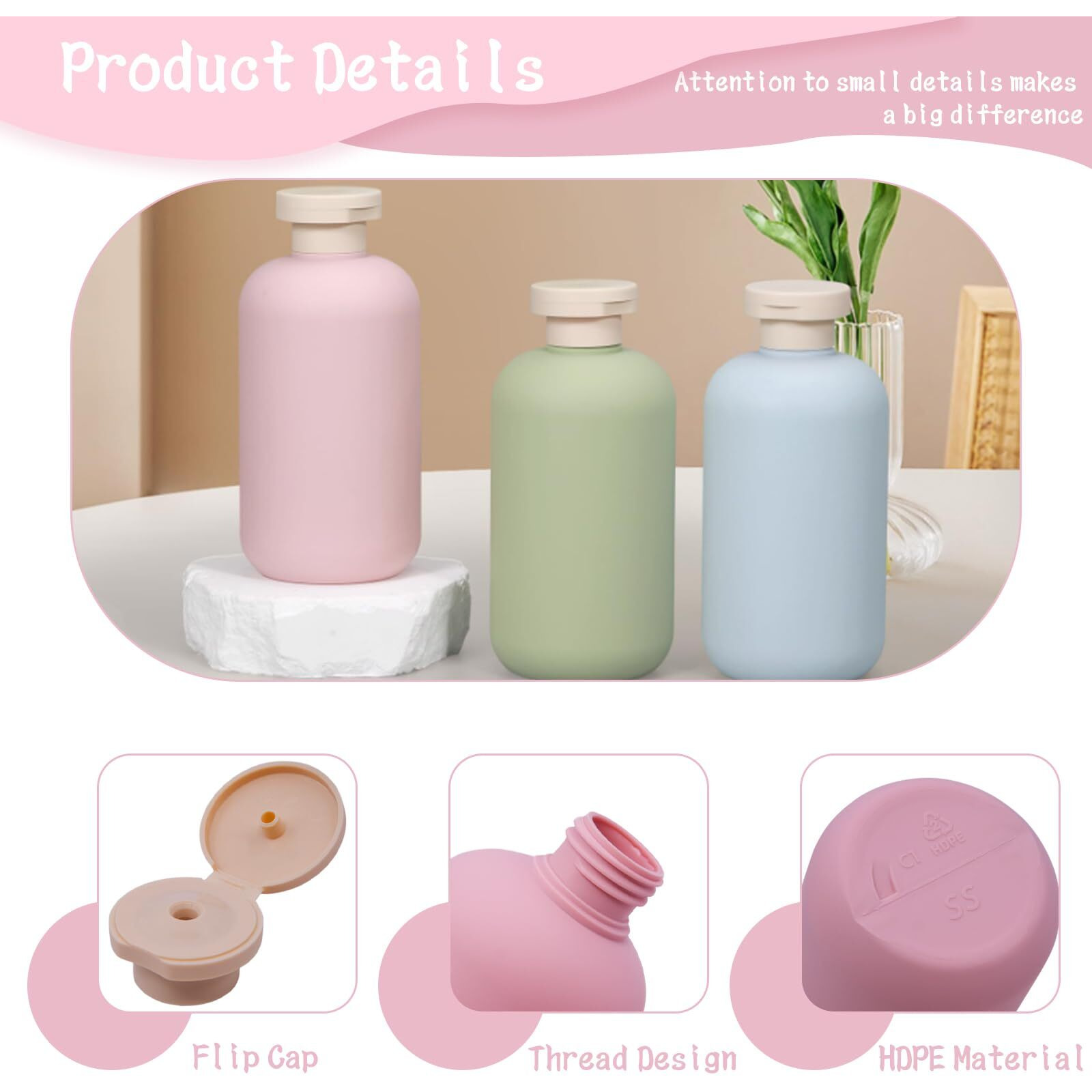 Anrui Body Wash Squeeze Bottles With Flip Cap, Refillable Shampoo And Conditioner, Plastic Travel Bottle Containers For Toiletries Shampoo, Lotion (3 Pcs, 200 Ml)