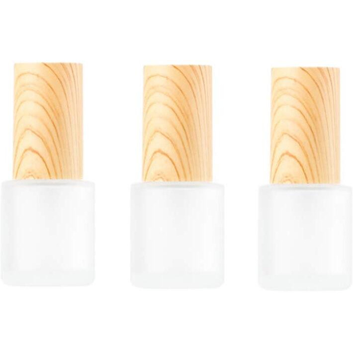 3Pcs 20Ml 0.7Oz Matte Glass Pump Bottles Travel Pump Bottle Lotion Bottle Travel Container Soap Dispenser Toiletries Bottle Containers With Wood Grain Lid For Shampoo Cream Liquid Essential Oils