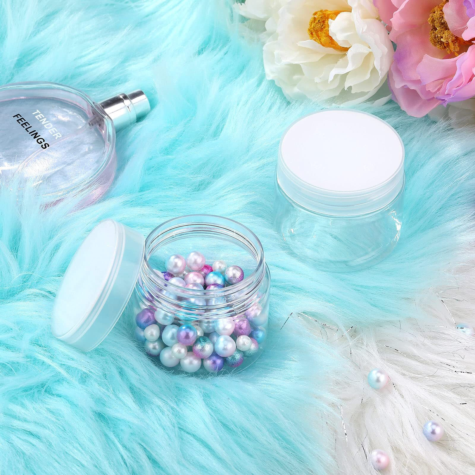 Patelai 16 Pack 2Oz Empty Slime Containers Jars With Lids Round Clear Plastic Jars Wide-Mouth Refillable Storage Organizers For Slime Making Diy Crafts, Cosmetic, Home And Kitchen Organizing(Clear)