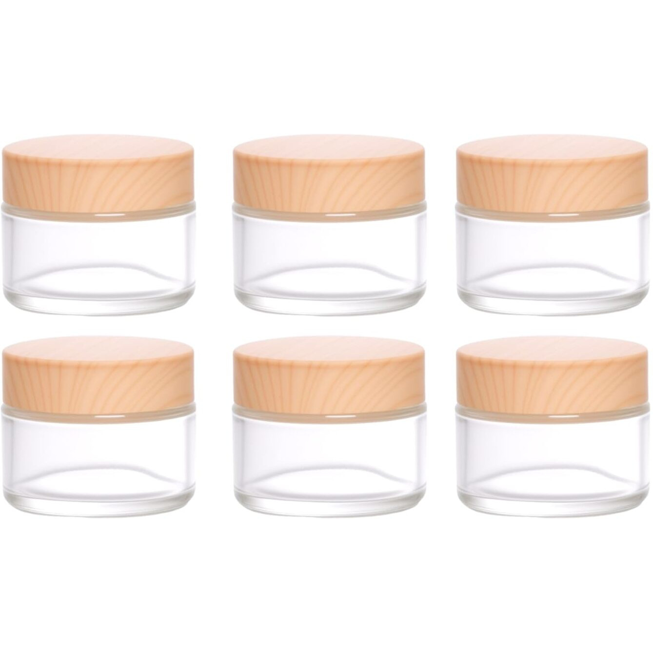 Miayon 6Pcs 1.76 Oz Small Travel Lotion Containers With Lids Glass Sample Empty Round Cosmetic Jar Bottles For Creams Makeup Lotion Toiletries Storage (White, 50 Gram)