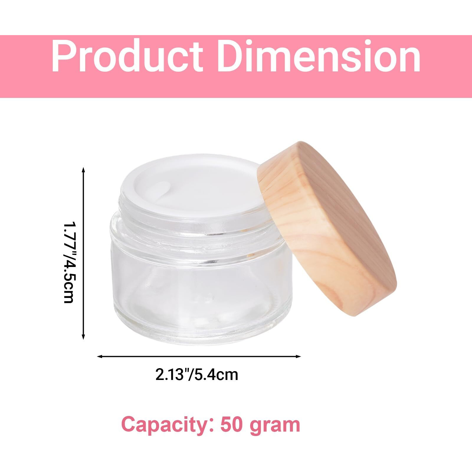 Miayon 6Pcs 1.76 Oz Small Travel Lotion Containers With Lids Glass Sample Empty Round Cosmetic Jar Bottles For Creams Makeup Lotion Toiletries Storage (White, 50 Gram)