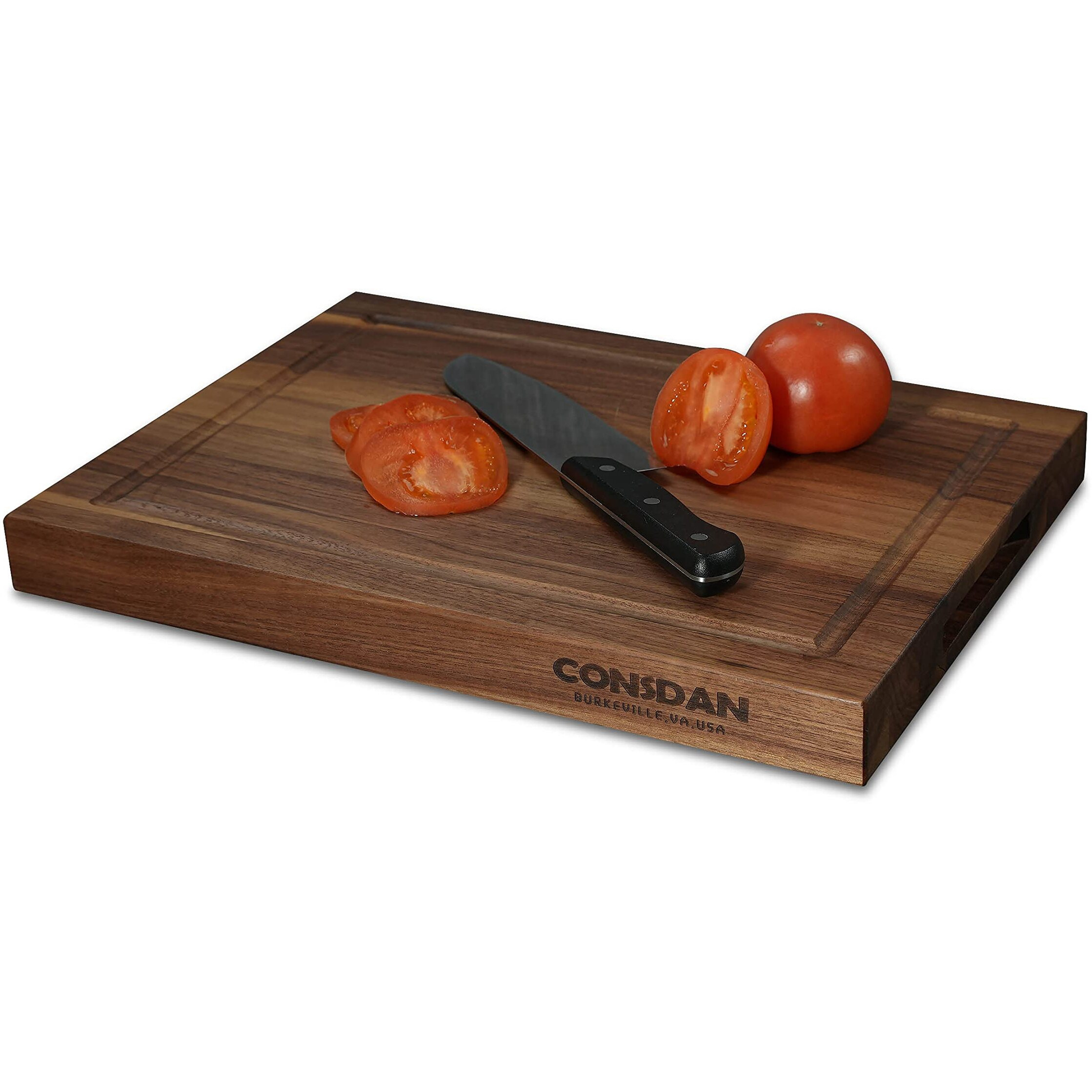 Consdan Walnut Cutting Board For Kitchen, Usa Grown Hardwood, 16 X 12, With Invisible Inner Handle, Prefinished With Food-Grade Oil, Suitable For Kitchen Edge Grain, 1-1/2"" Thick