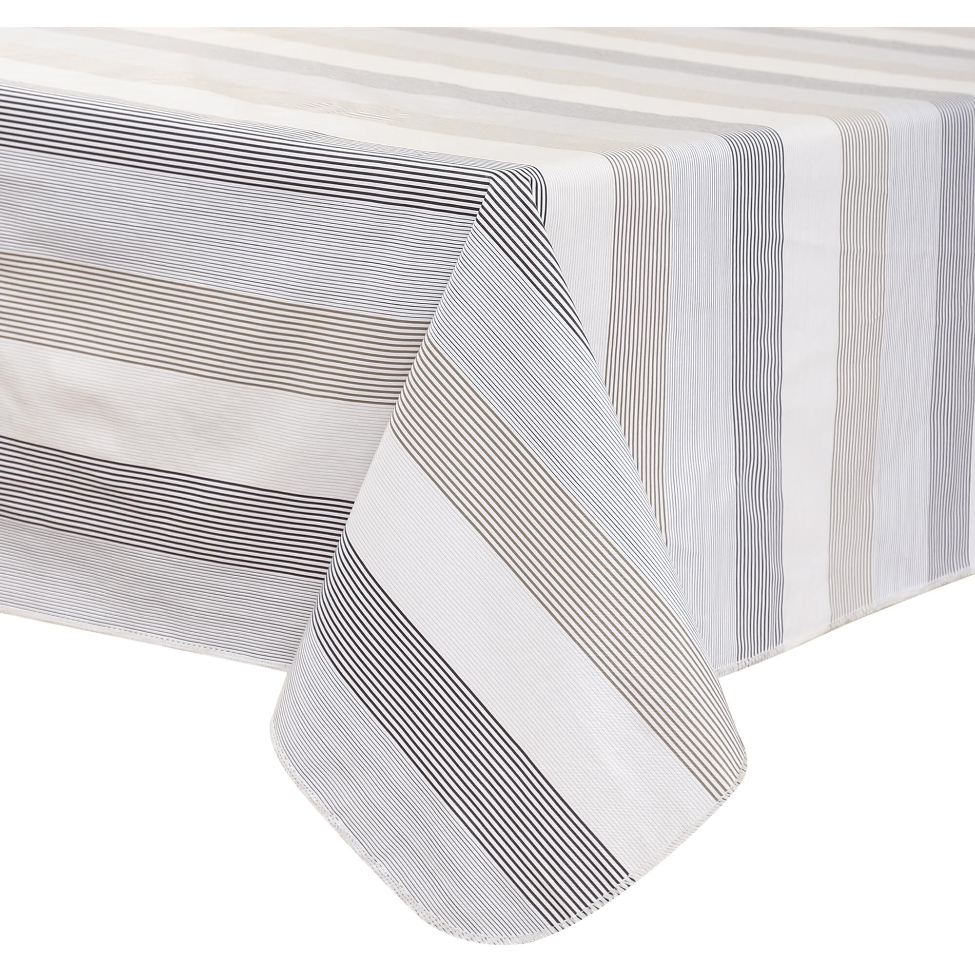 Heavy Duty Vinyl Tablecloth With Flannel Backing Waterproof Oil-Proof Plastic Table Cloth Stain-Resistant Wipeable Rectangle Or Square Table Cover For Indoor And Outdoor (Line