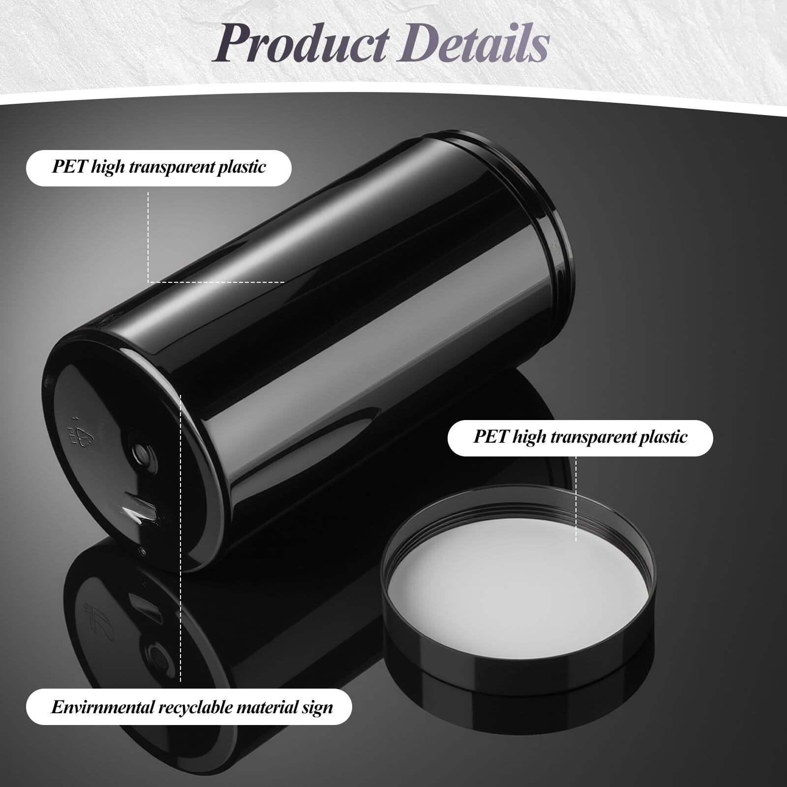 Patelai 4 Pieces Round Wide-Mouth Leak Proof Plastic Container Jars With Lids For Travel Storage Makeup Beauty Products Face Creams Oils Salves Ointments Diy Making(32 Ounce,Pure Black)