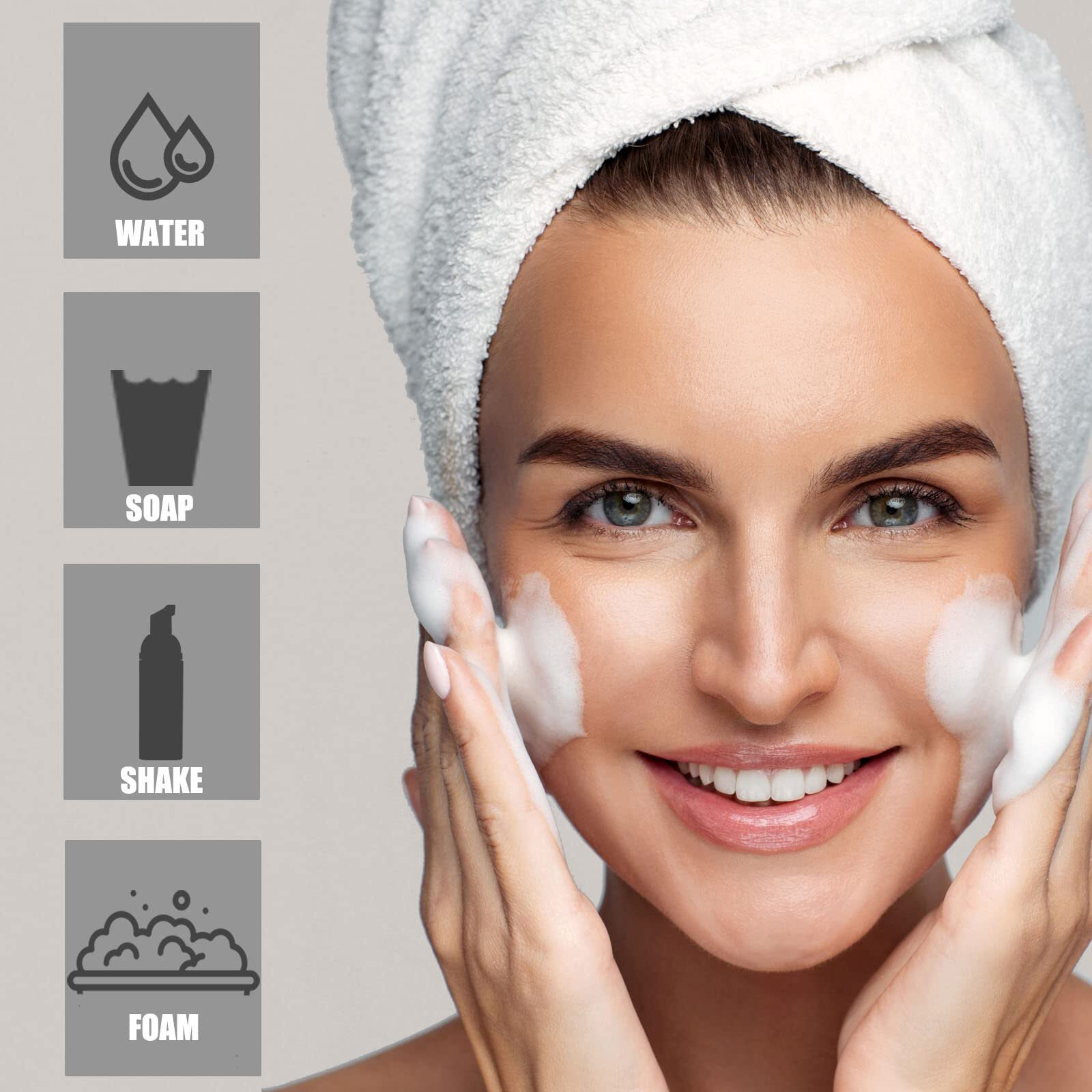 Koibito 2 Oz Black Foam Pump Bottle, Empty Lash Shampoo Bottles, Travel Foaming Dispenser For Hand Soap,Body Wash(50 Pcs, Clear Cap)