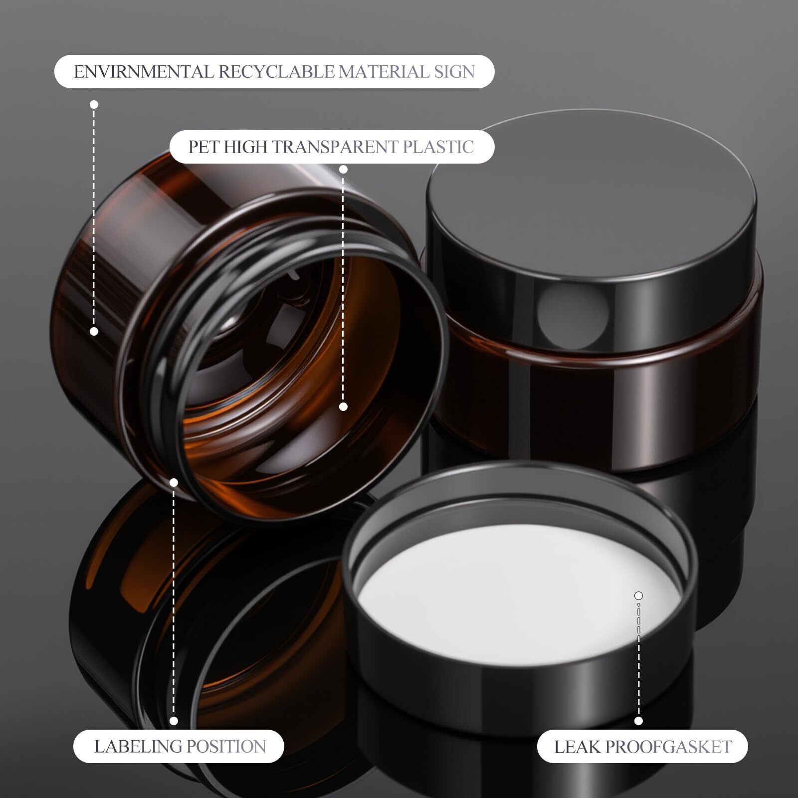 Patelai 60 Pcs Plastic Container Jars With Lids Round Clear Travel Cosmetic Container Jars For Toiletries, Lotion, Cream, Ointments, Makeup, Rhinestone, Samples, Kitchen Storage(Amber,1 Oz)