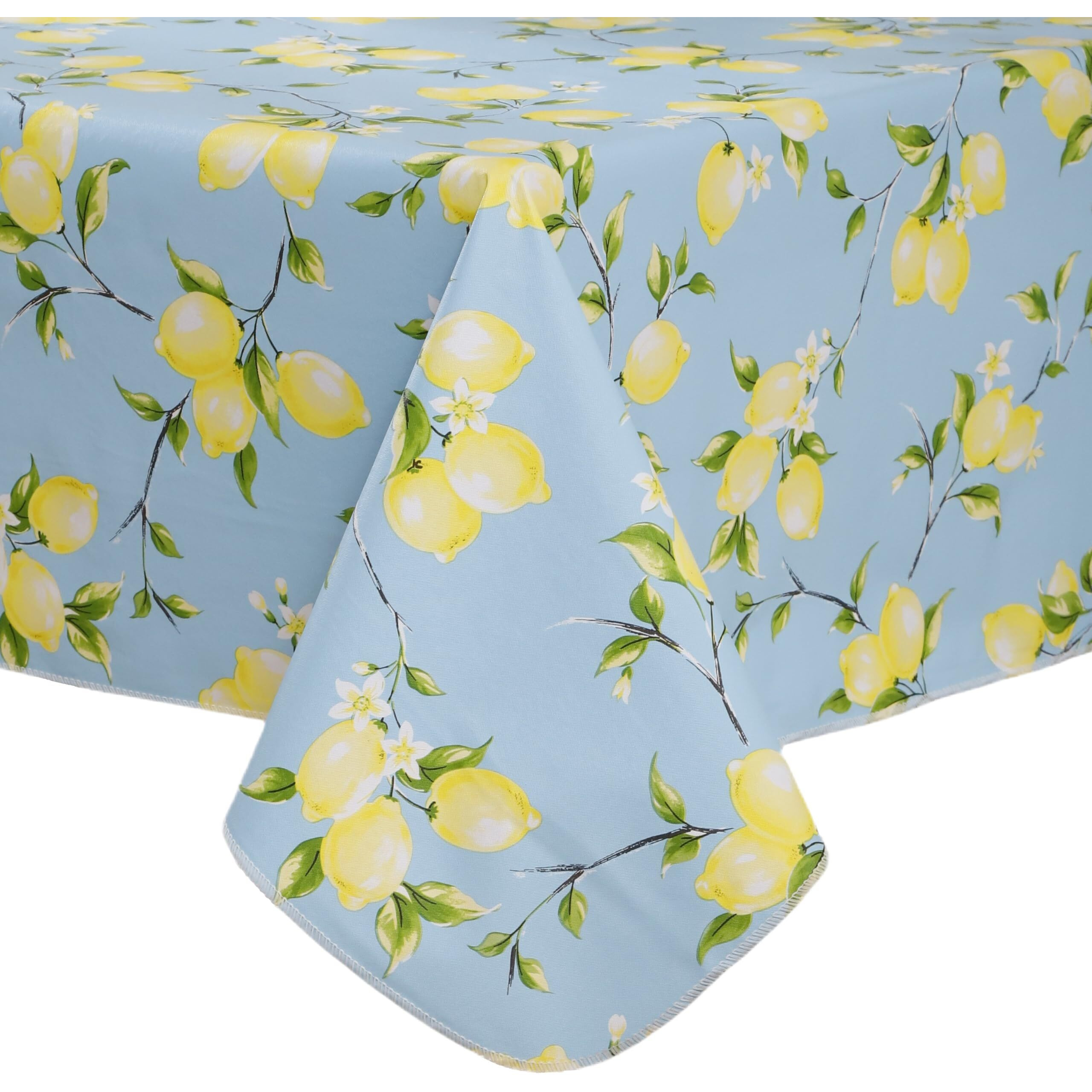 Heavy Duty Vinyl Tablecloth With Flannel Backing Waterproof Oil-Proof Plastic Table Cloth Stain-Resistant Wipeable Rectangle Or Square Table Cover For Indoor And Outdoor (Lemon, 52X70 Inch)