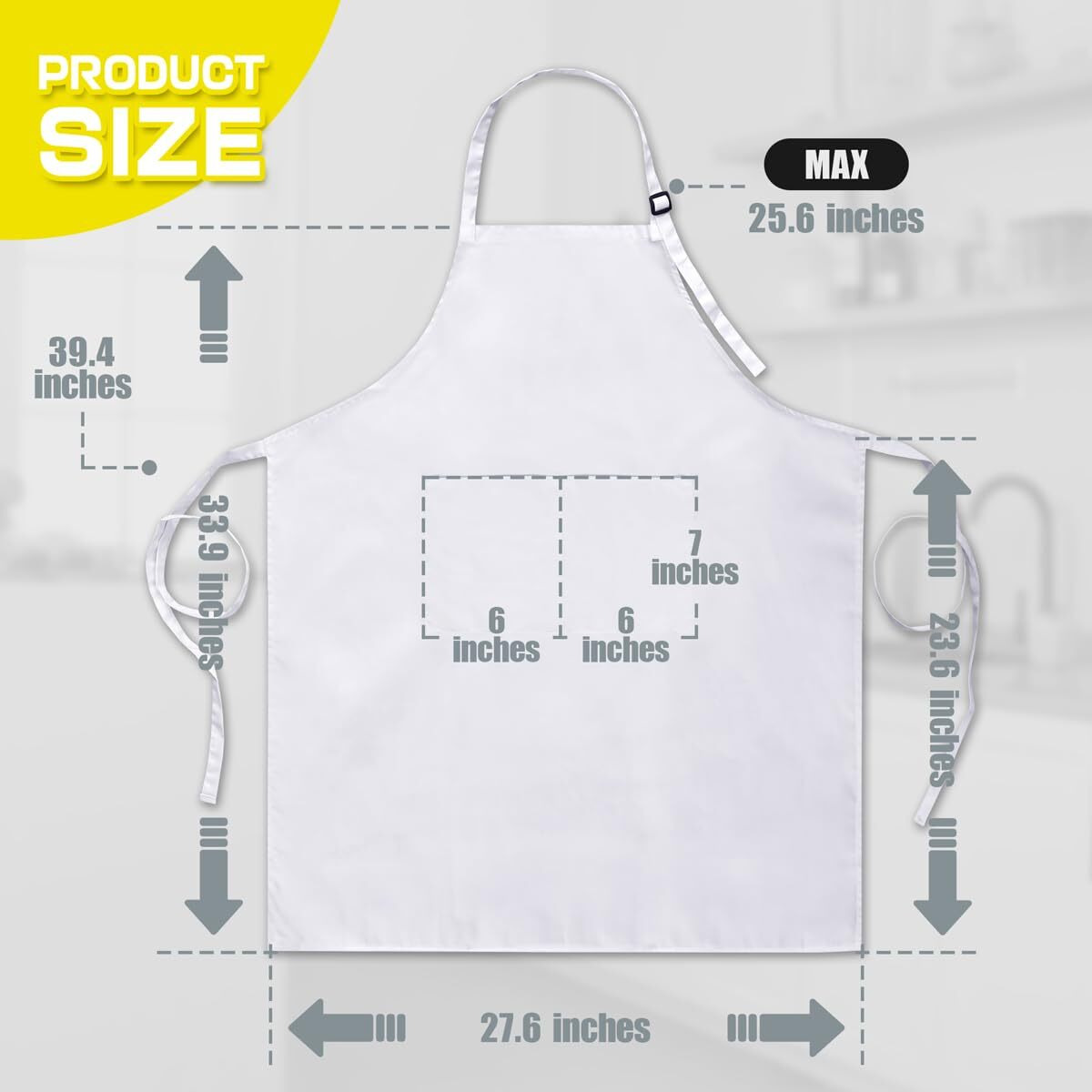 Rotanet Extra Large Apron For Men Adjustable Bib Aprons With 2 Pockets Cooking Kitchen Bbq Grilling Big For Women Chef Water & Oil Resistant White